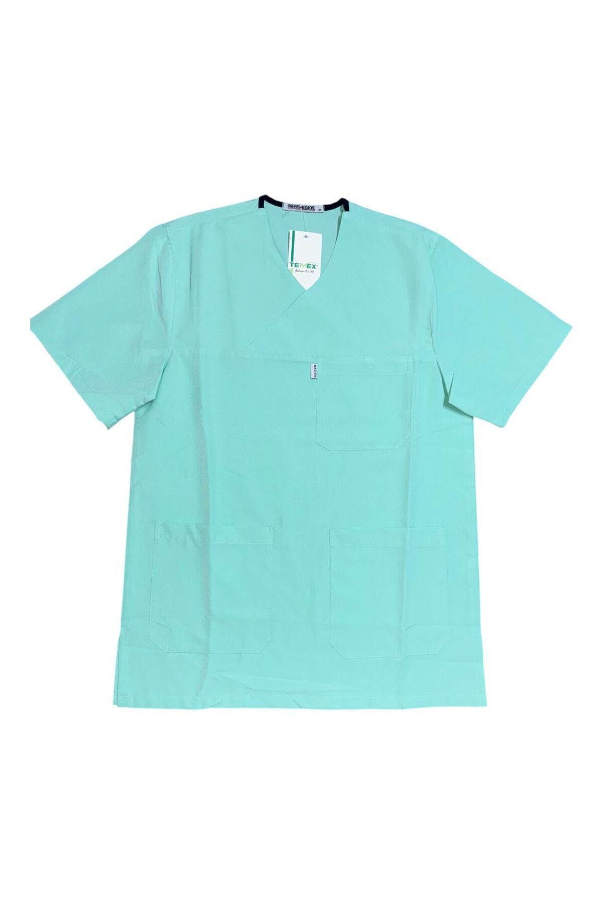 temex SU YEŞİLİ TEK ÜST HEMŞİRE&DOKTOR FORMASI SCRUBS İŞCİKIYAFETİ ALPAKA UNİSEX
