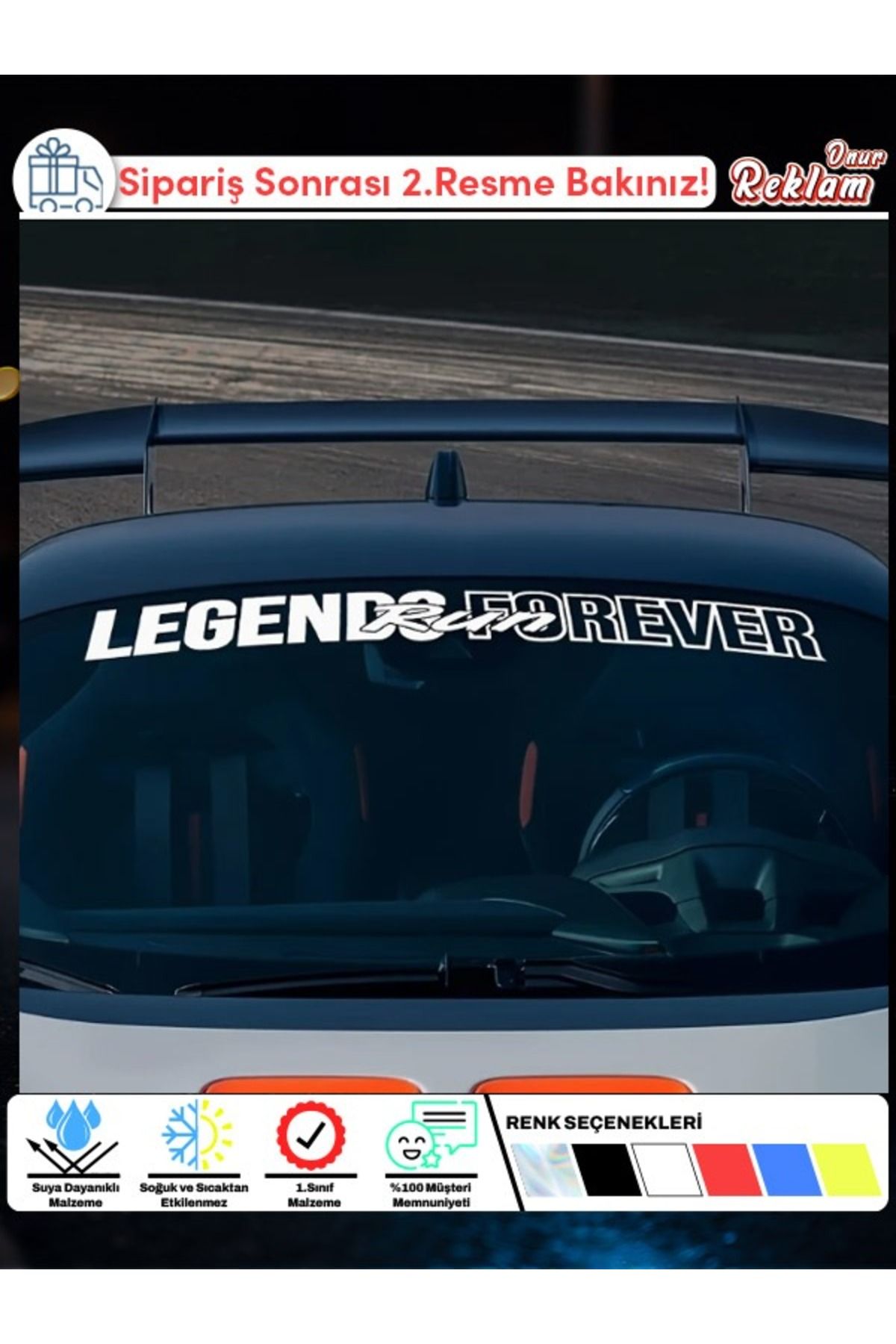 Onur Reklam Legends Forever Yazılı Araba Stickerı – Kırmızı Yazı | Suya Dayanıklı 1. Sınıf Malzeme