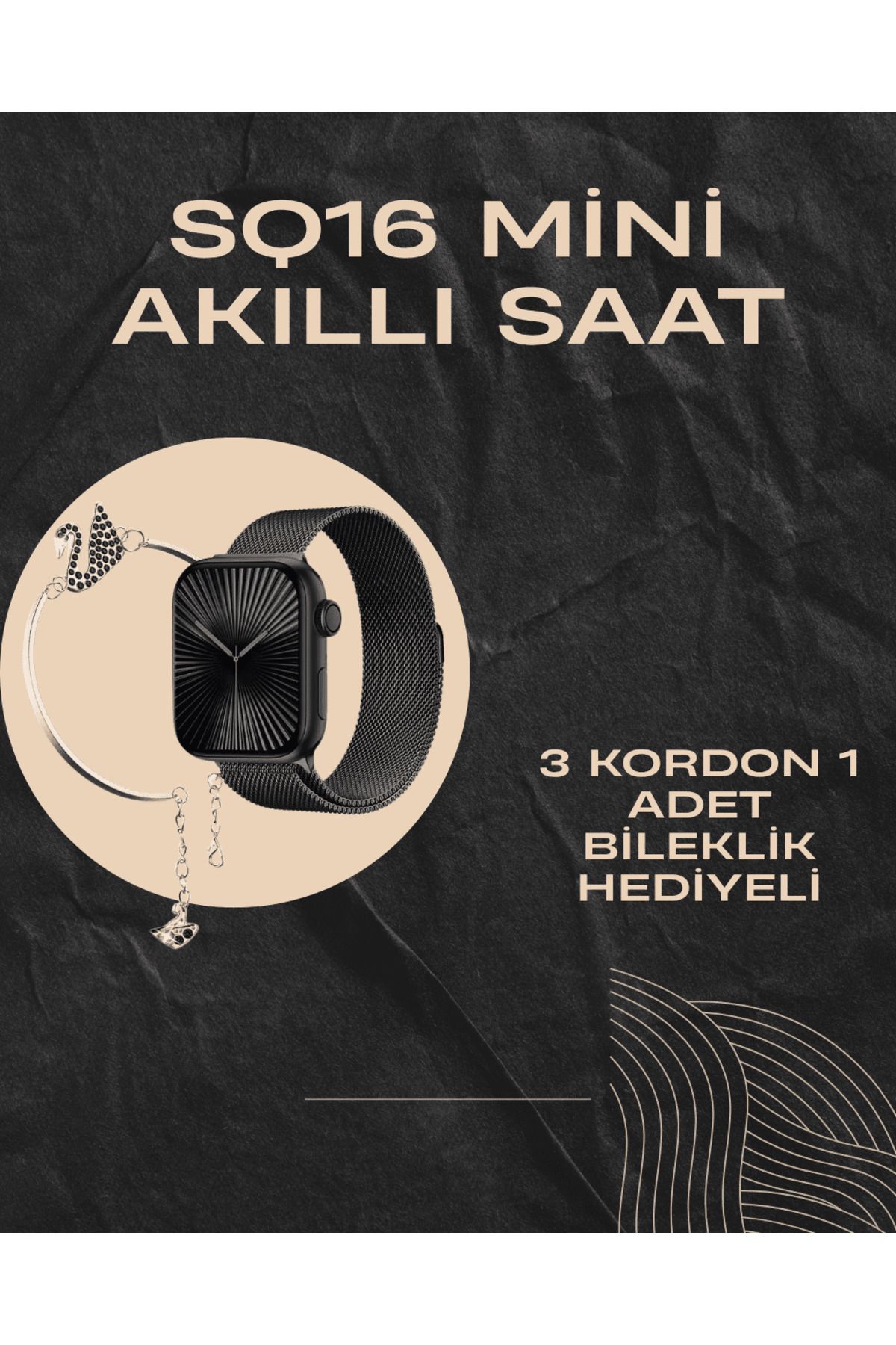 FTA TİCARET SQ-16 Mini Series 10 Akıllı Saat | Şık ve Hafif Tasarım, 3 Kordon Seçeneği