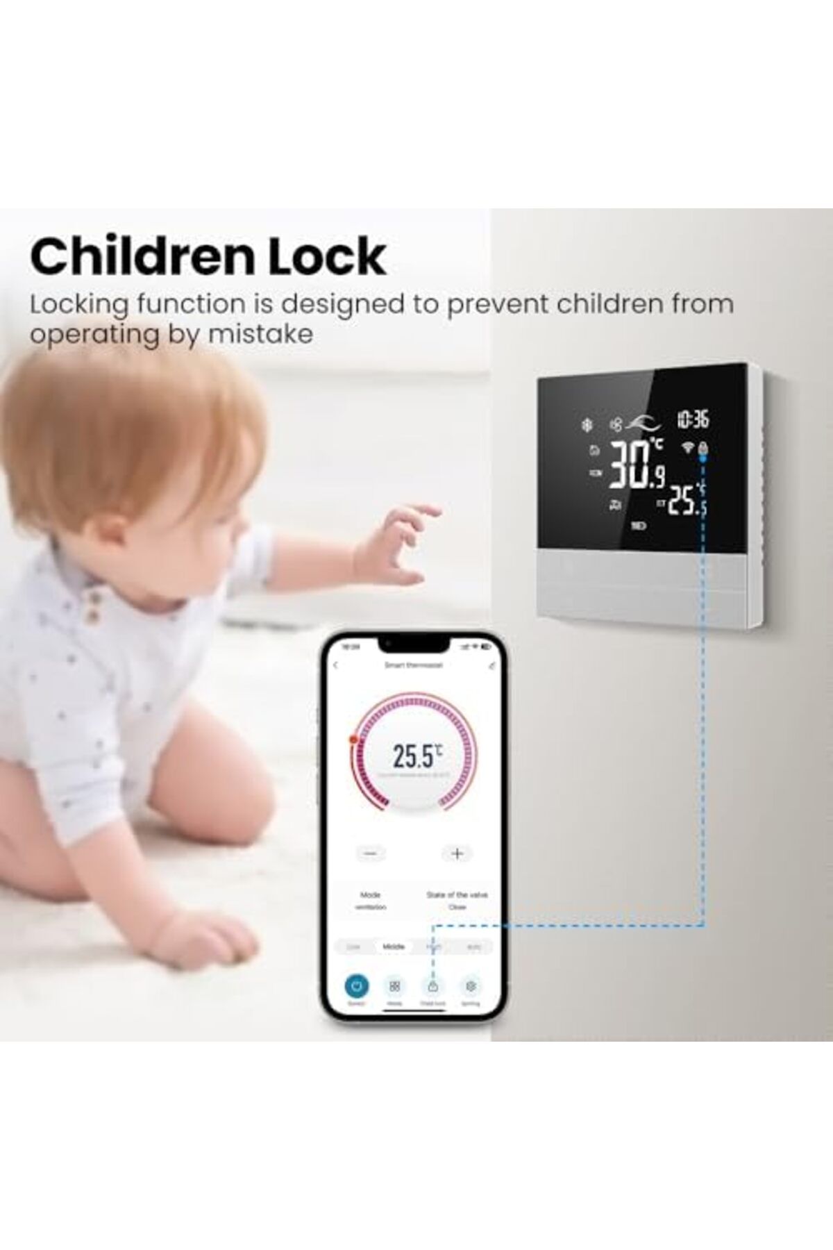 UanTii-Smart Thermostat Tuya Wifi Thermostat for HVAC Central AC, Smart AC Controller, 2 Pipe, Smart 9