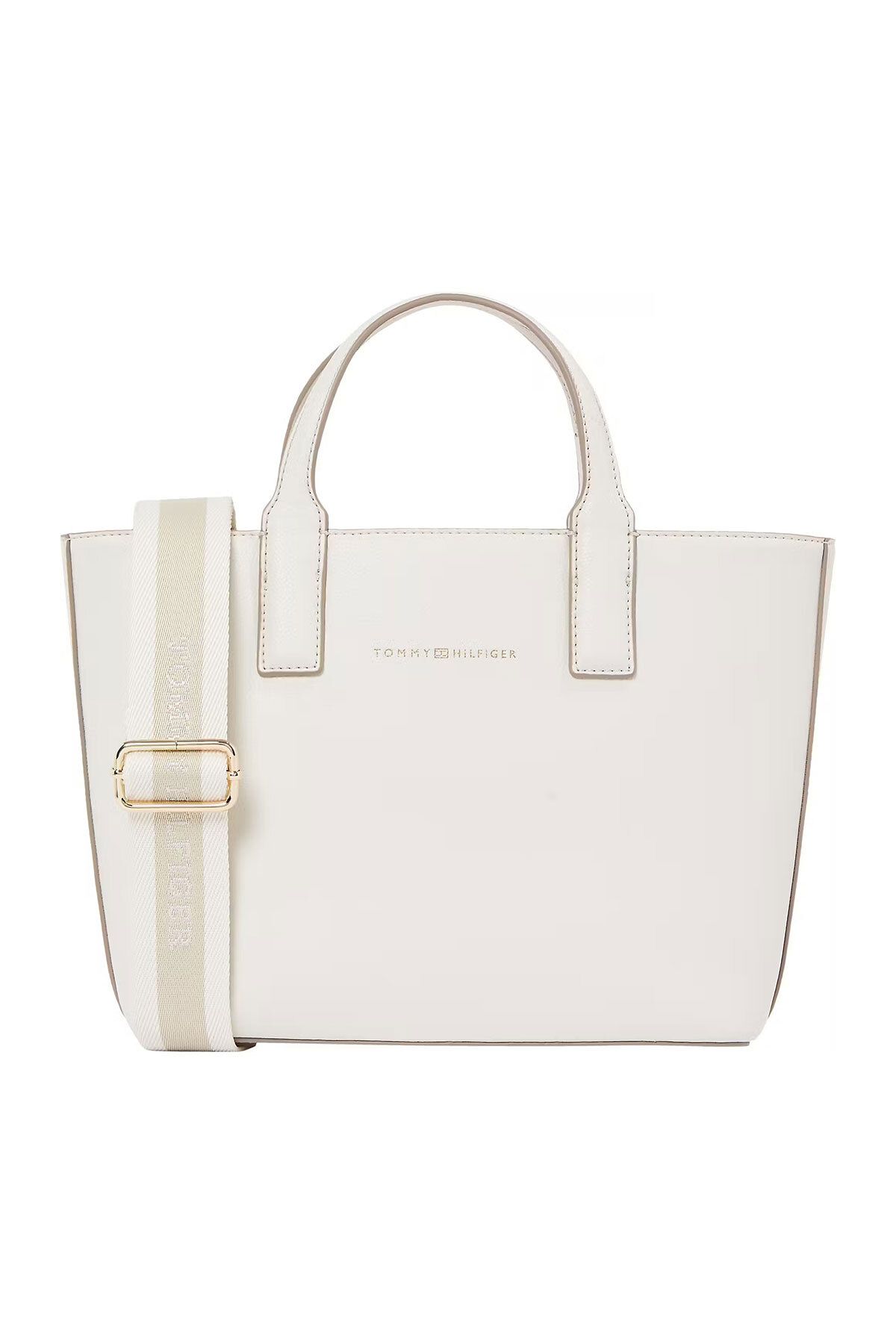 Tommy Hilfiger Kadın TH Logotape Mini Tote El Çantası - Beyaz