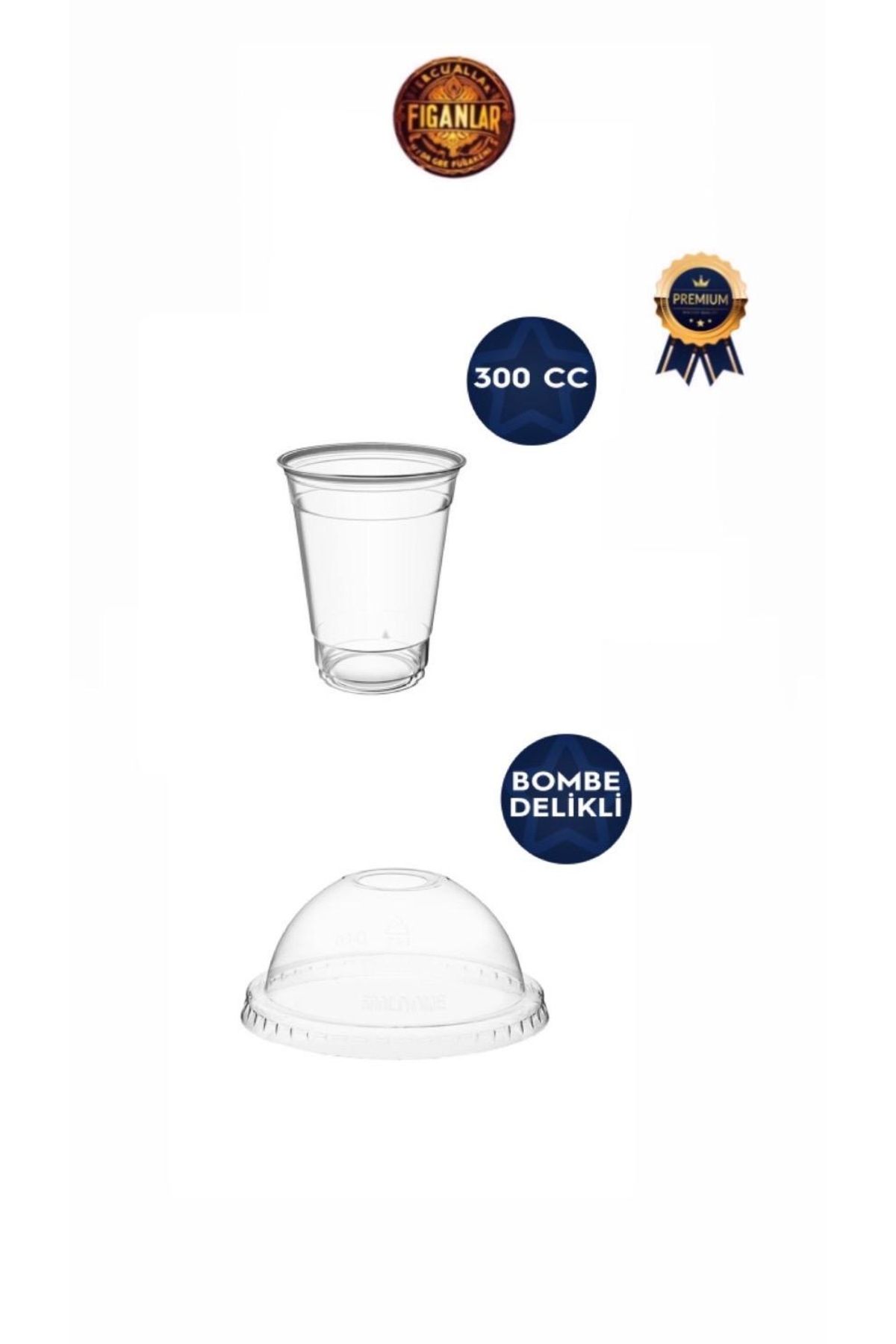 figanlar ambalaj Kalın Kapaklı Sert Pet Plastik Soğuk İçecek Bardağı/Soğuk Kahve Bardağı 300cc (10 oz) 50 Adet