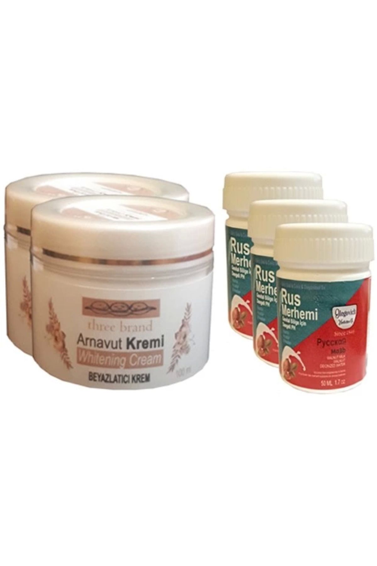 Vemora Three Brand Vücut Kremi 100 ml Arnavut Kremi 2 Adet + Rus Merhemi 50 ml 3 Adet