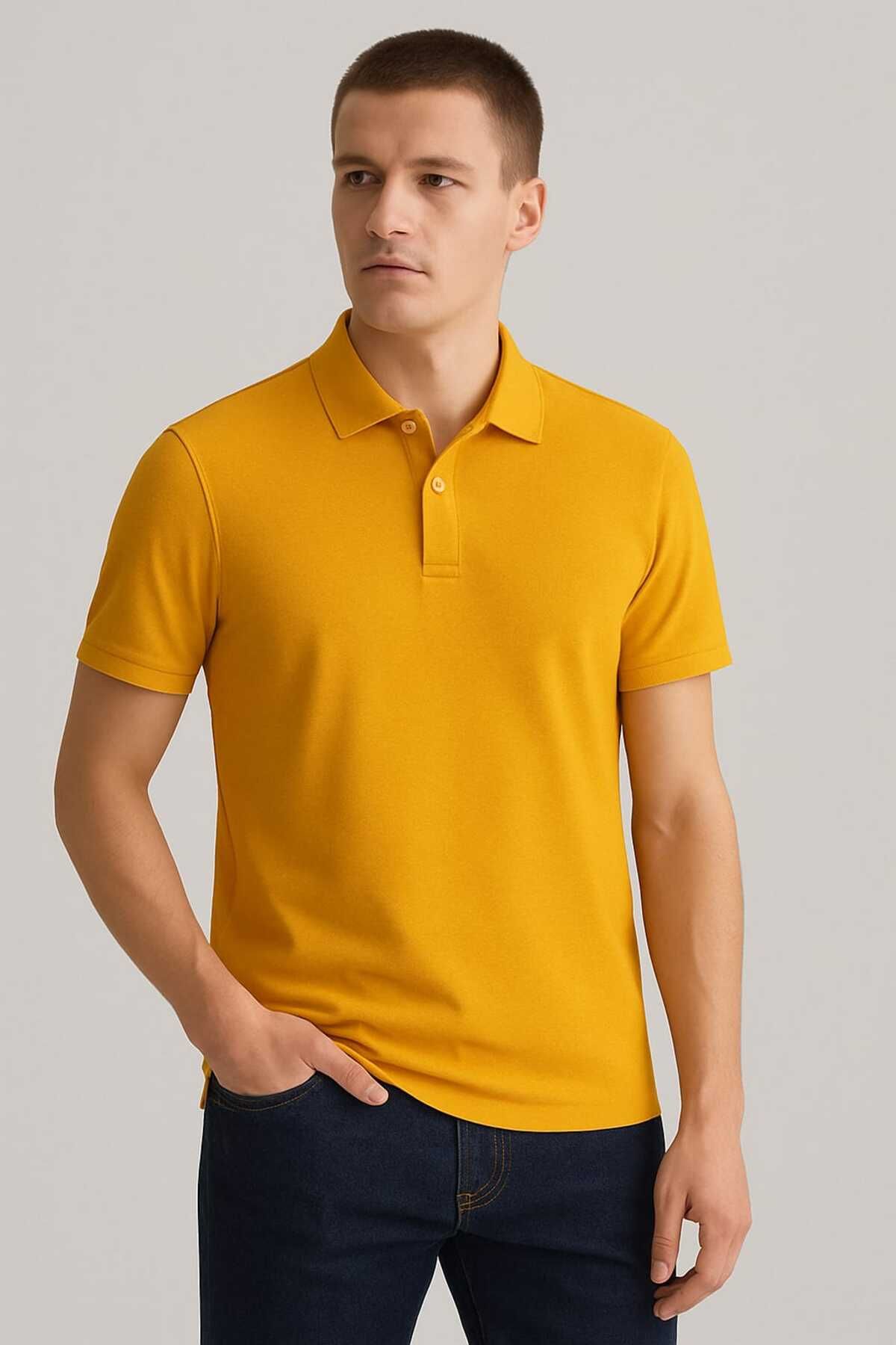 LACİVERTMEN 2739-1 CityStyle Petek Polo Yaka Pamuklu Regular fit T shirt