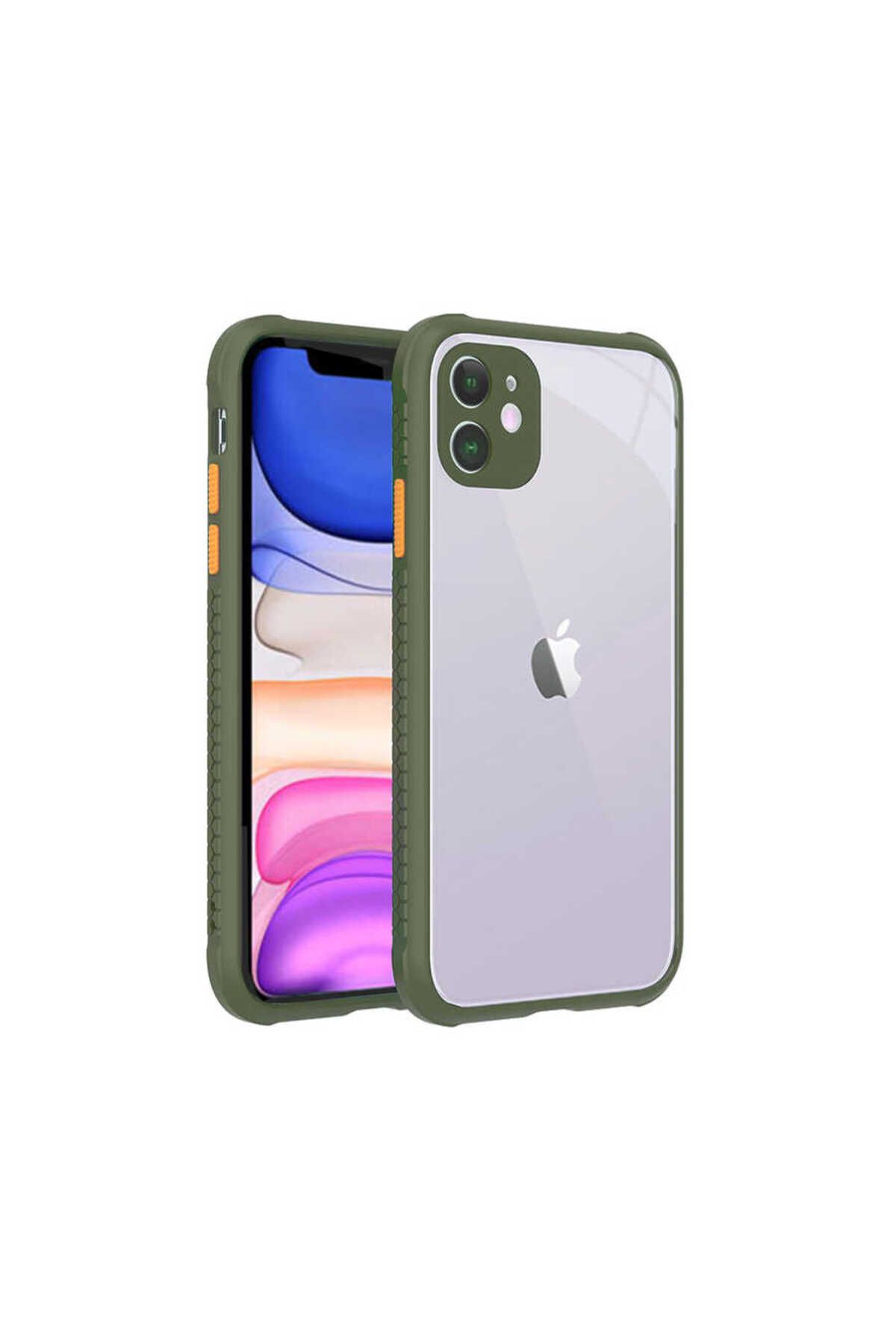 halkhouse İphone 11 Kılıf Esnek Renkli Çerçeveli Sert Silikon Kaff Kapak