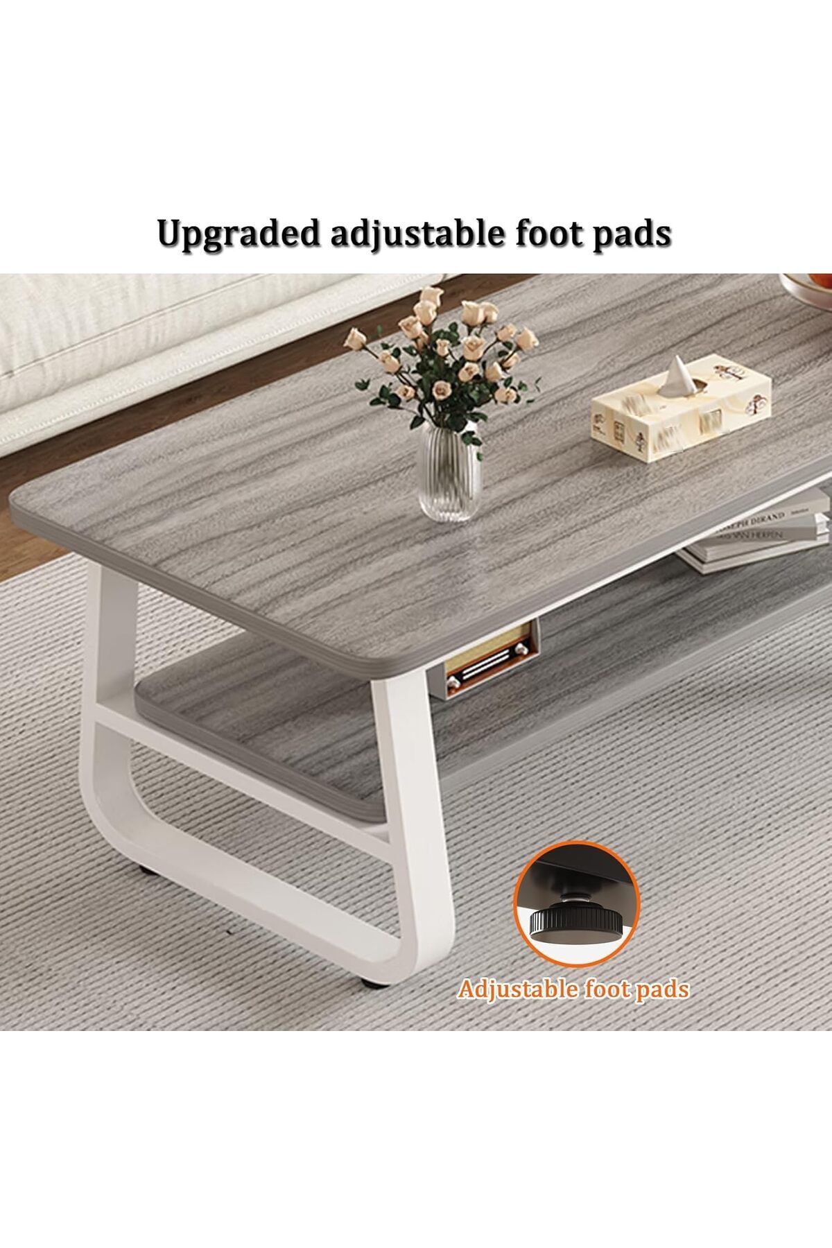 Generic-Coffee Table Coffee Table 2-Layer Industrial Cocktail Table Multi-Function Shelf, Used in Bedroom Li 9