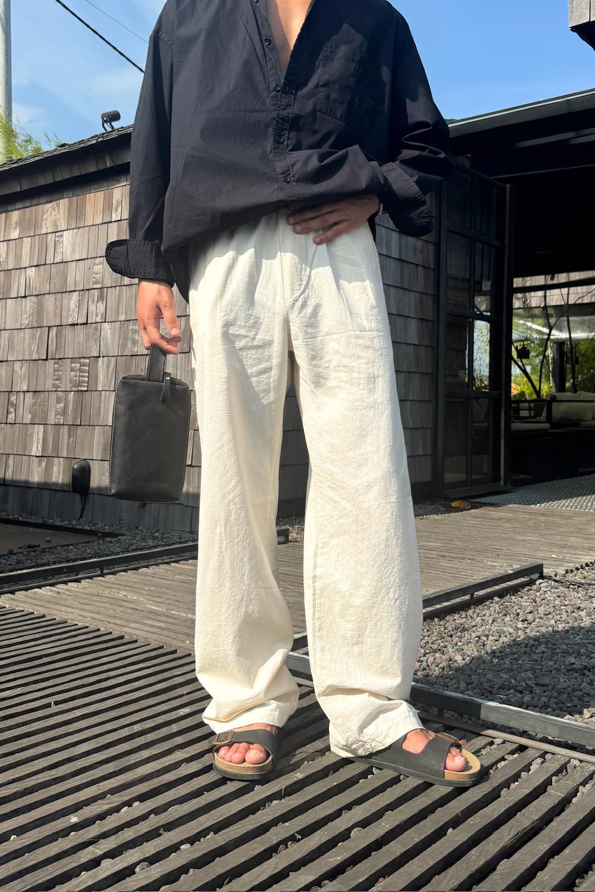 Flaw Wear Bel Lastikli Keten Pantolon