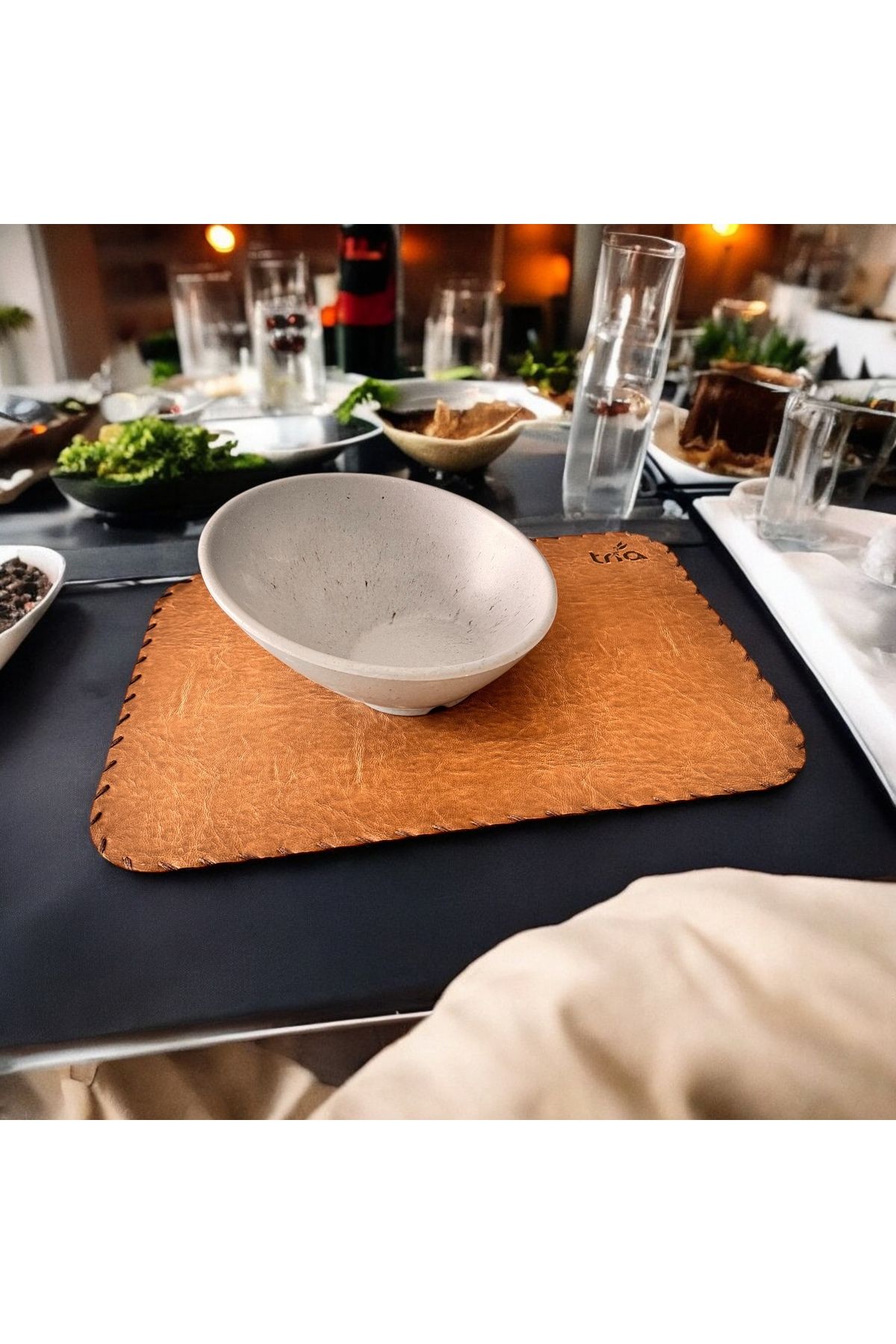BARITCIOGLU Salata Makarna Yemek tabağı Orta boy 25 cm Mat granit