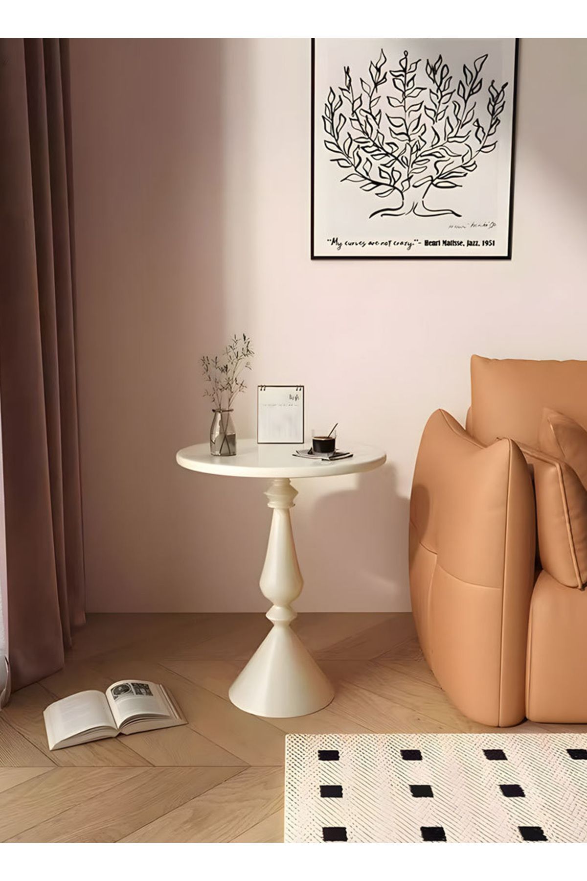 sharpdo-Ins Style Sofa Side Table Coffee Table, Mini Small Round Table Removable 28*40*58CM 4
