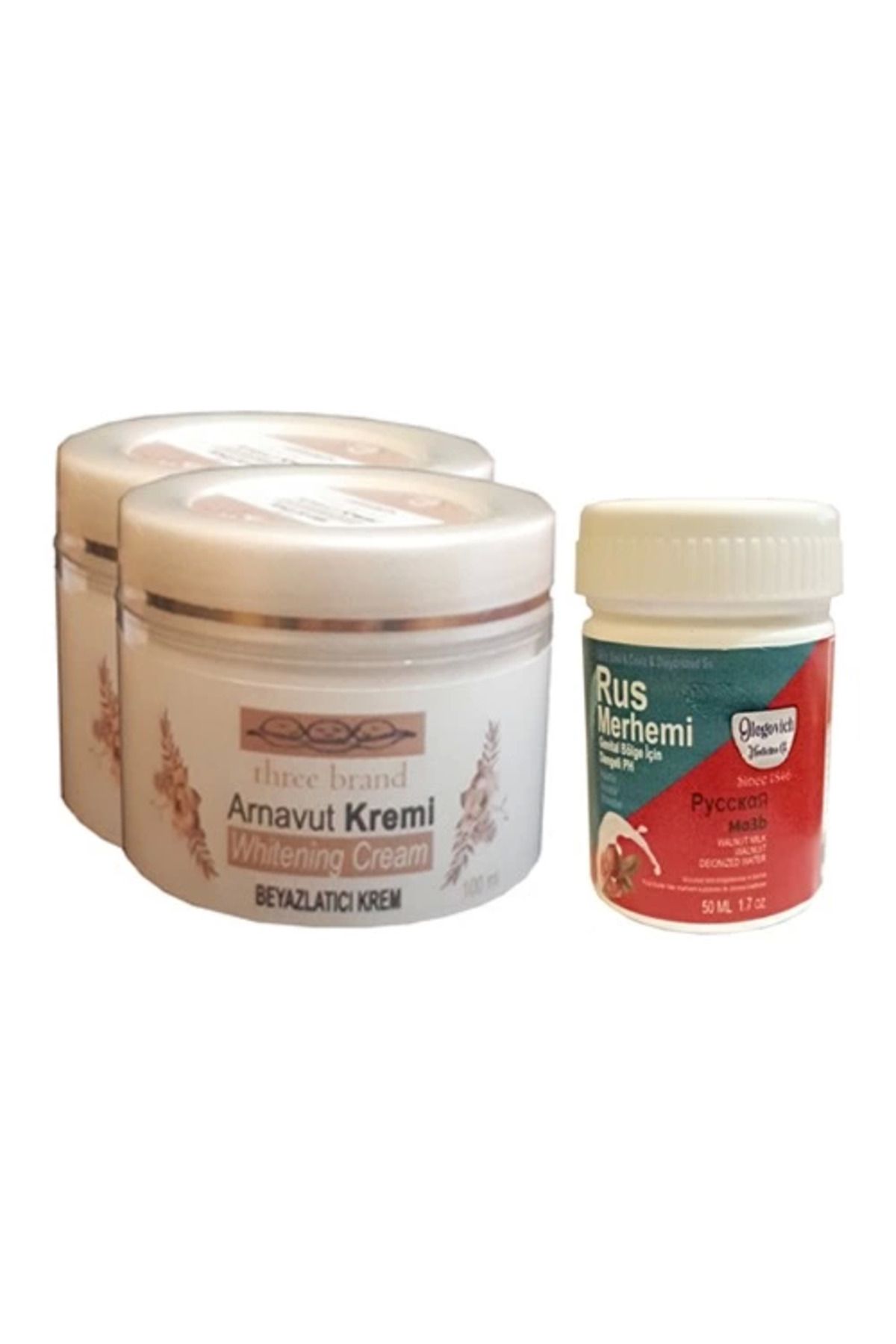 Vemora Three Brand Vücut Kremi 100 ml Arnavut Kremi 2 Ad + Rus Merhemi 50 ml 1 Ad