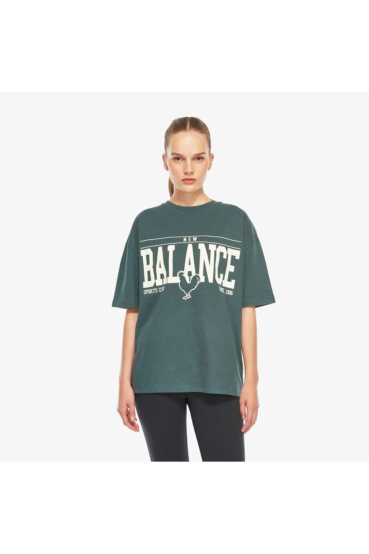 New Balance Lifestyle Kadın Yeşil Tişört - UNT3401-PNE