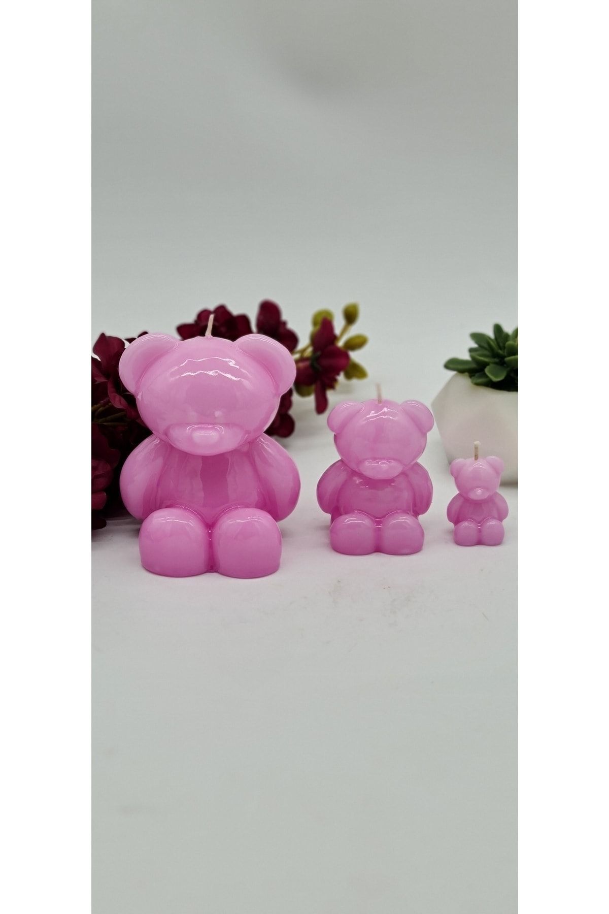 Elioure Sevimli 3'lü Ayıcık Dekoratif Set, Pembe Renkli, Şık ve Tatlı Tasarım