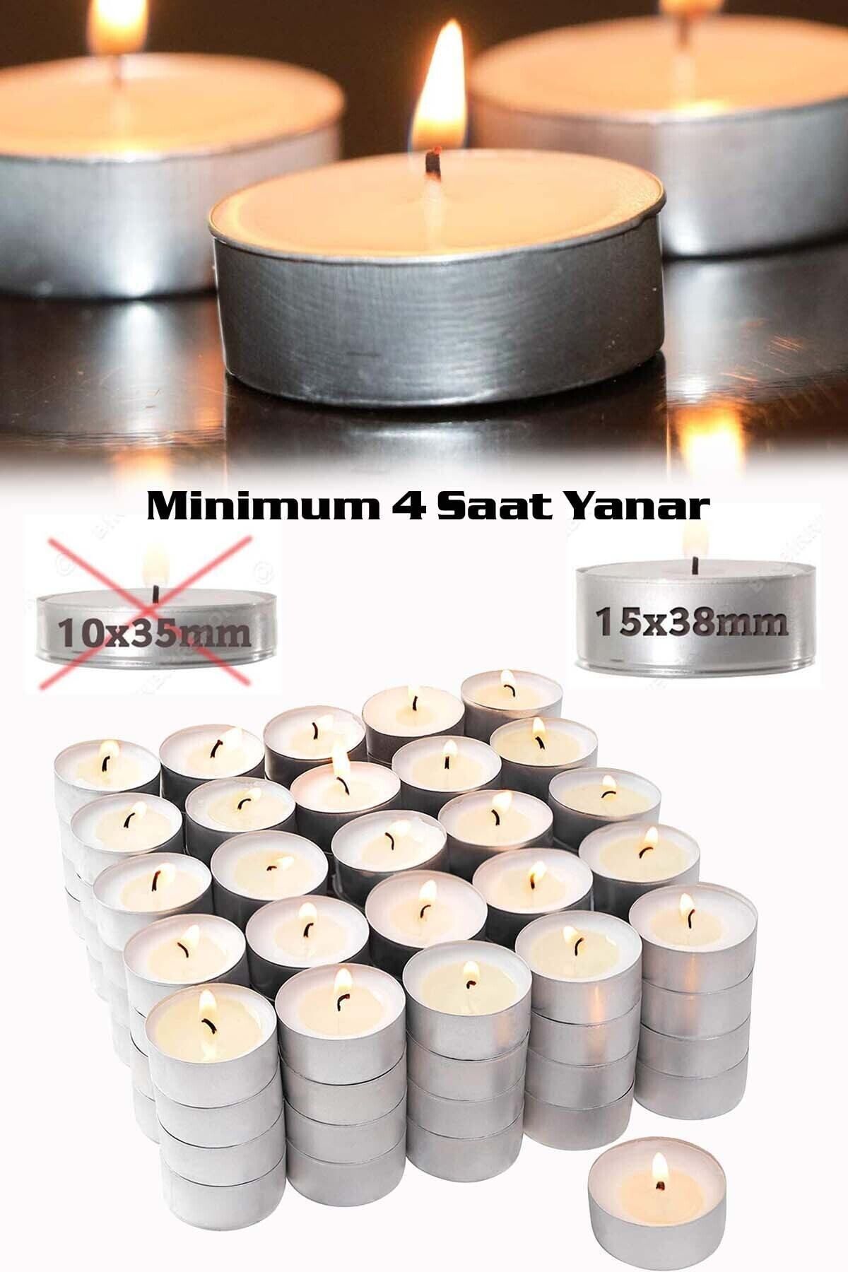 Elioure Kalın Tealight Mum Seti 100 adet, 4 saat yanar, şık ve uzun ömürlü aydınlatma.