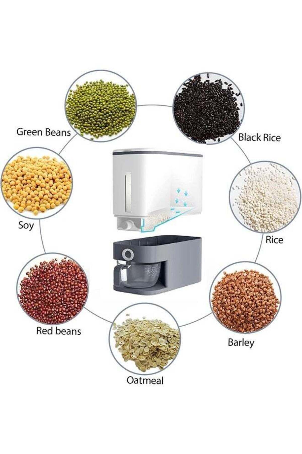 COOYA-25 Lbs Rice Dispenser, Large Airtight Dry Food Storage Containers with Measuring Cup,BPA, Free(Grey) 8