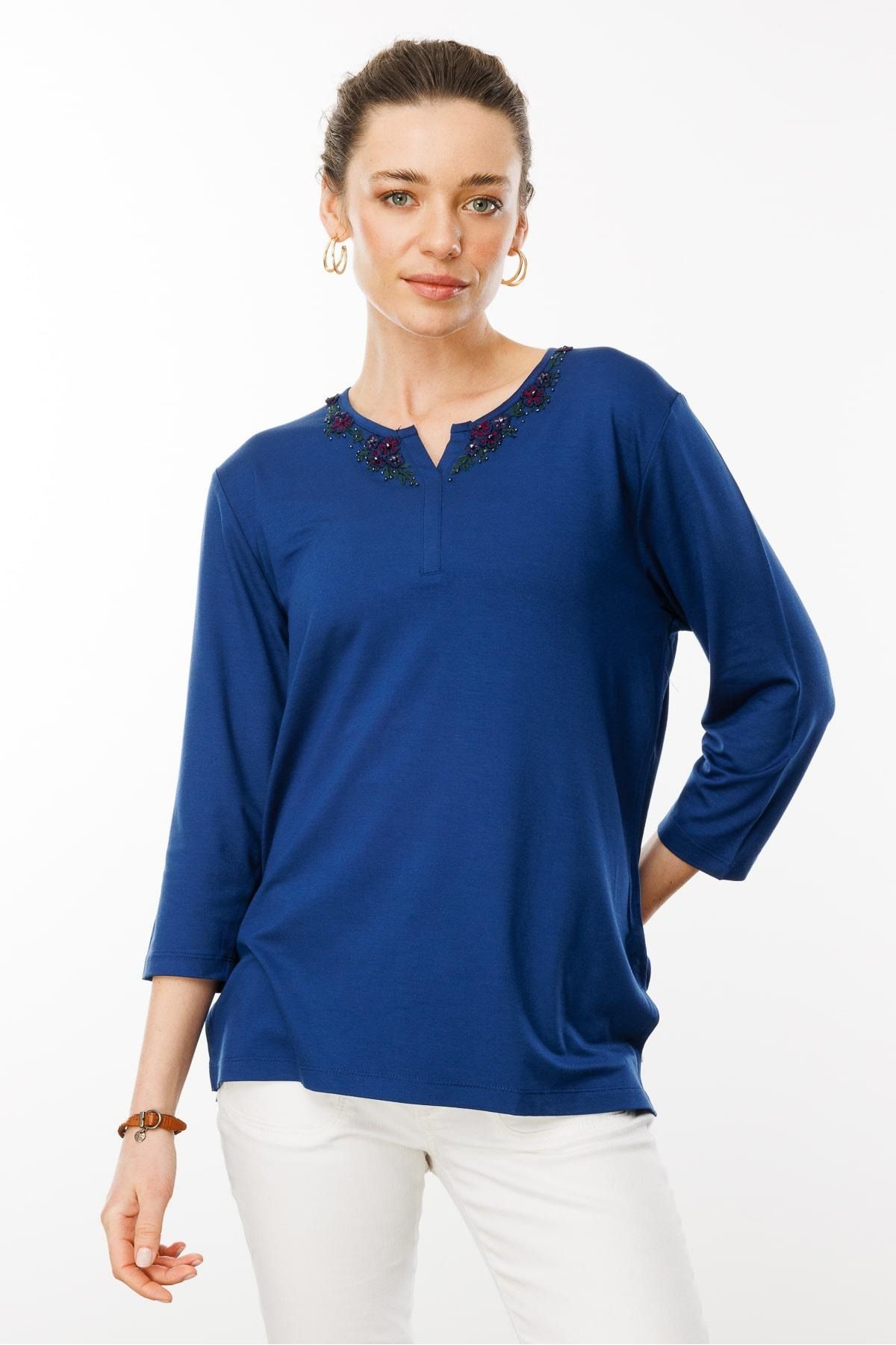 Desen Triko Desen Kadın T-Shirt DSN24752