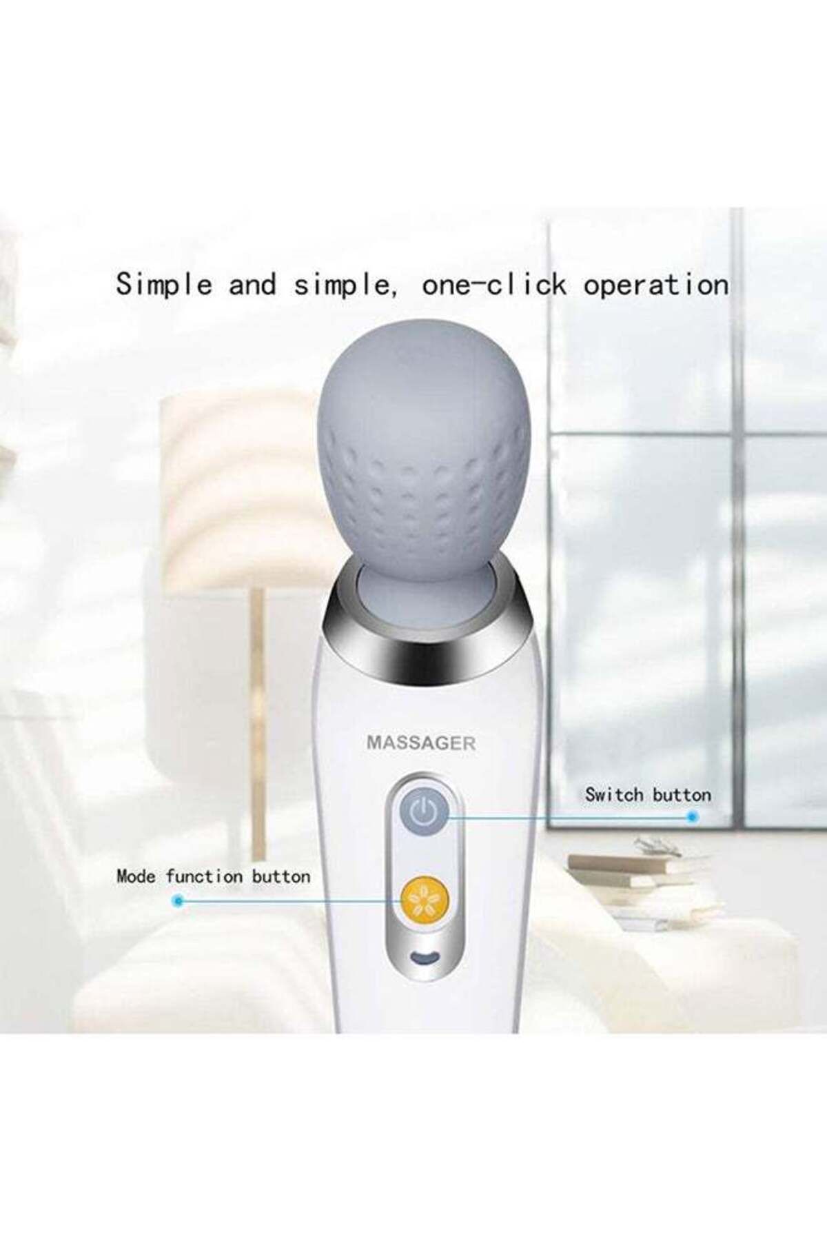 COOYA-Portable Wireless Handheld Massager with 6 Speed Modes, USB Charging, Silent Operation (White) 5