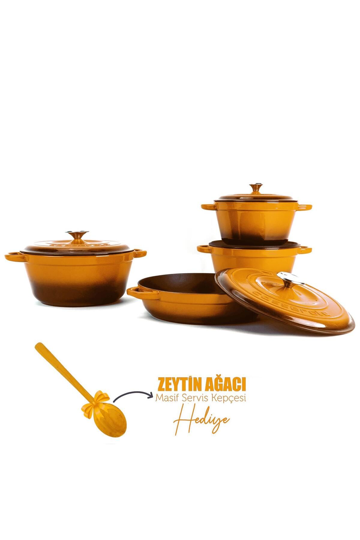 Organik Hayat Dostu Lava Döküm 4X New Heritage Serisi Döküm Demir Tencere Seti