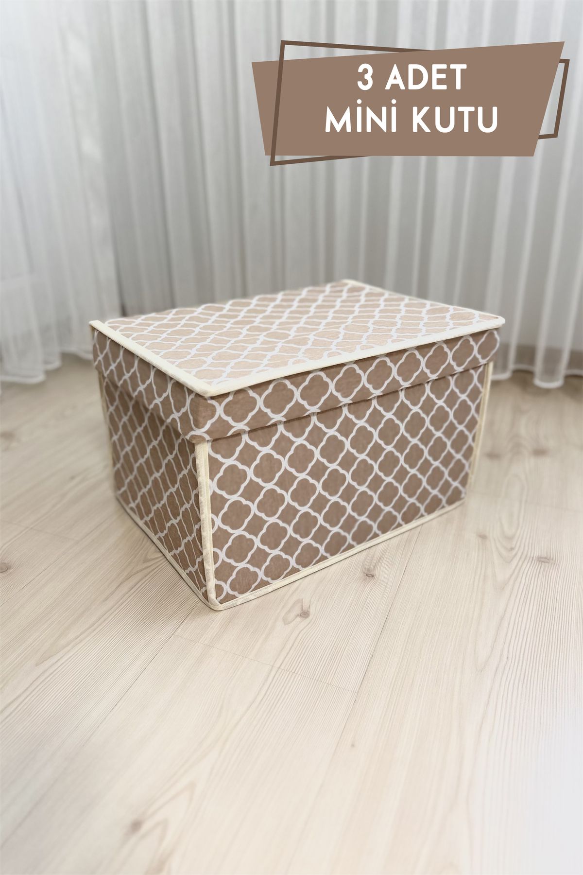 teknotrust 3 Adet Mini Saklama Kutusu, Organizer, Zincir Desen, 30x40x25 cm
