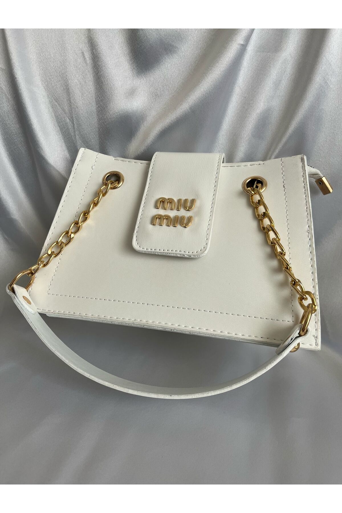ÇANTA-Metallic Gray Gold Detail Stylish Women's Bag 3
