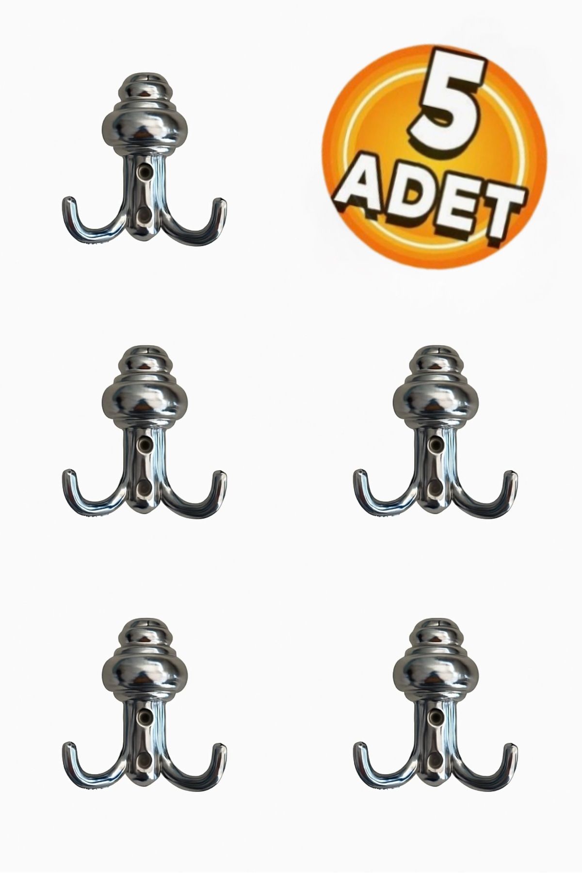 DİKO Diko Vestiyer Krom Metal Duvar Portmanto Mobilya Dolap Askısı 5 Adet