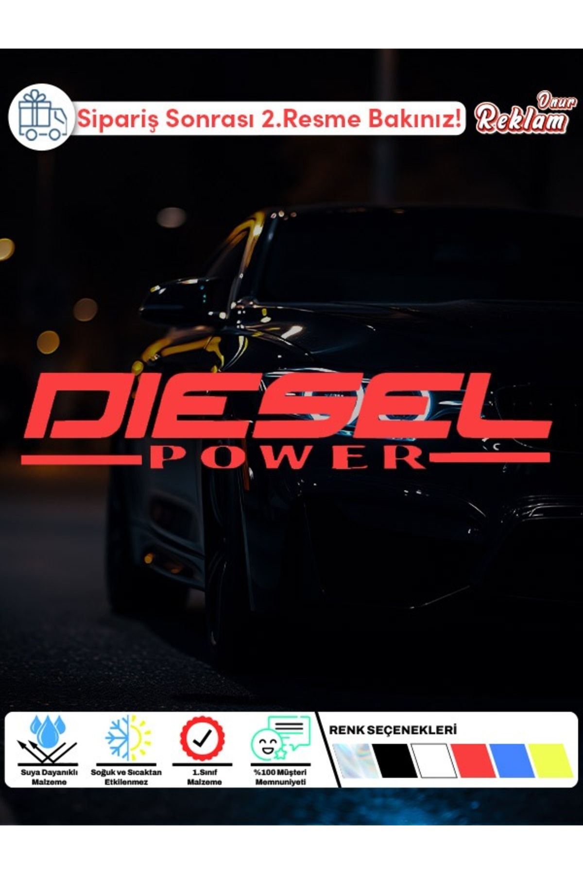 Onur Reklam IESEL POWER Yazılı Araba Stickerı – Suya Dayanıklı & 1. Sınıf Kalite-15cm