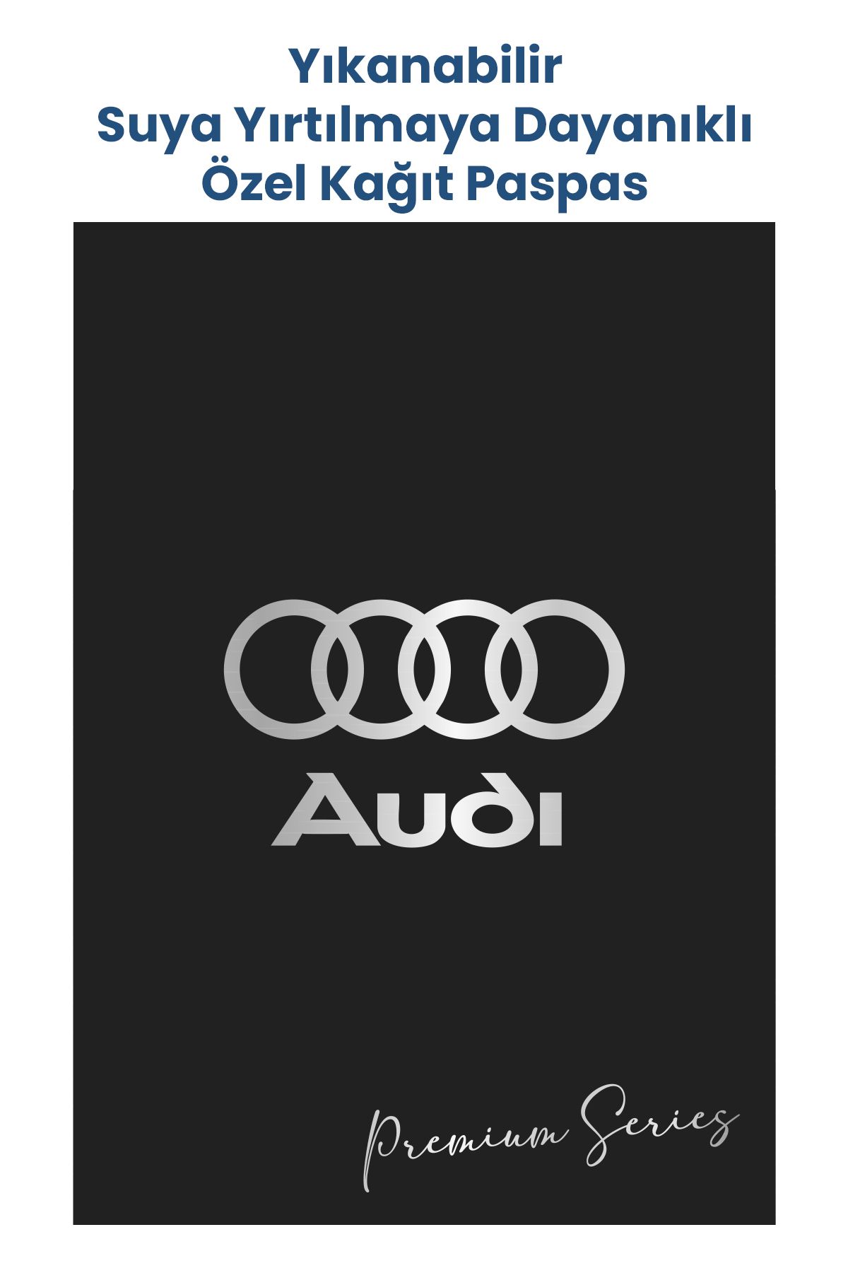 BALKAN AMBALAJ Suya Dayanıklı Yıkanabilir Audi Oto Paspas Kağıdı Siyah Gümüş Baskı 50 Adet - 35x50cm - Kalın