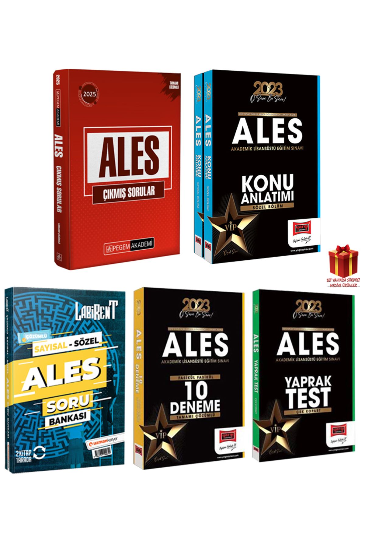 Pegem Akademi Yayıncılık ALES Çıkmış Sorular+Konu Anlatımı+Soru Bankası+10 Deneme+Yaprak Test+Hediye