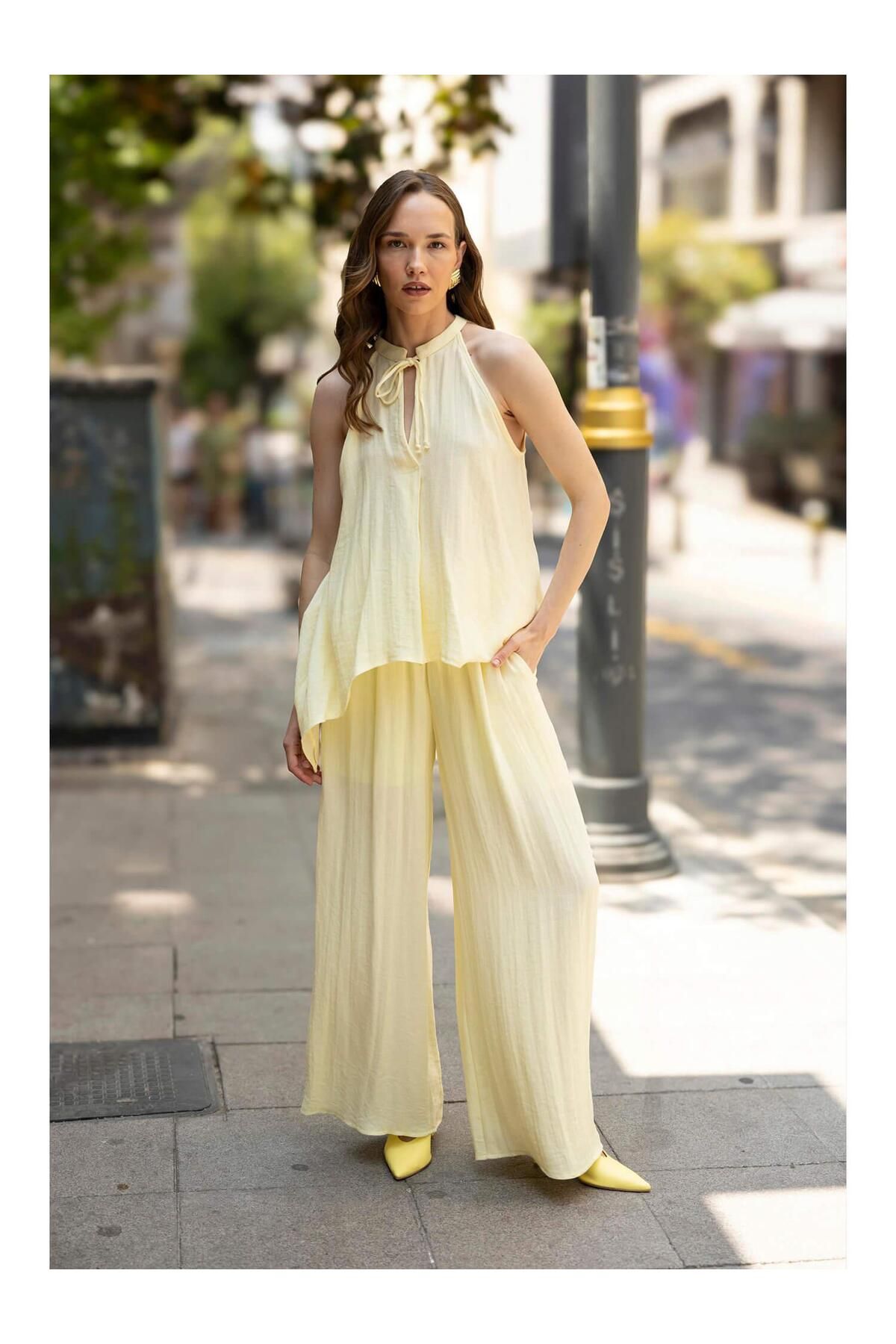 Coral Bluz Pantolon Takım Sarı
