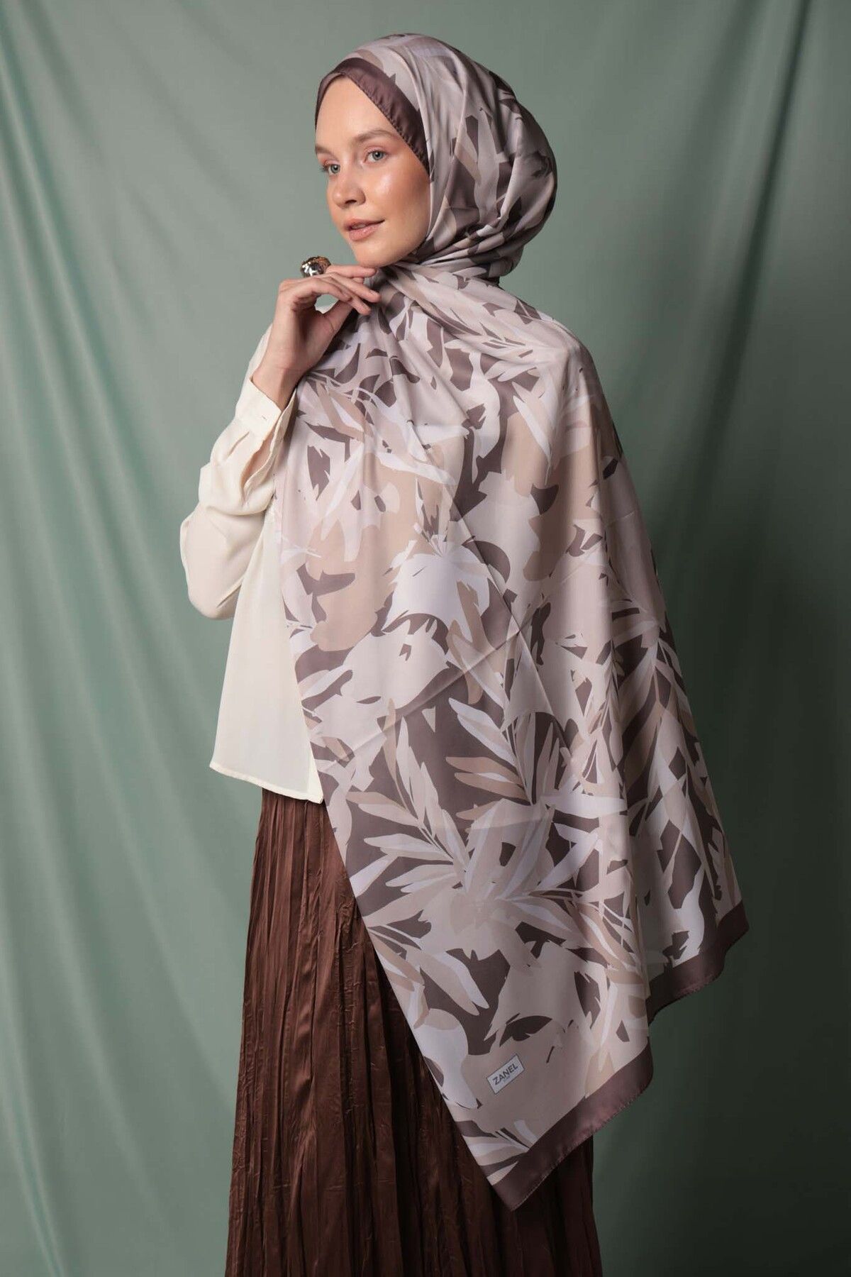 zanel scarf Leaf Desen Şal