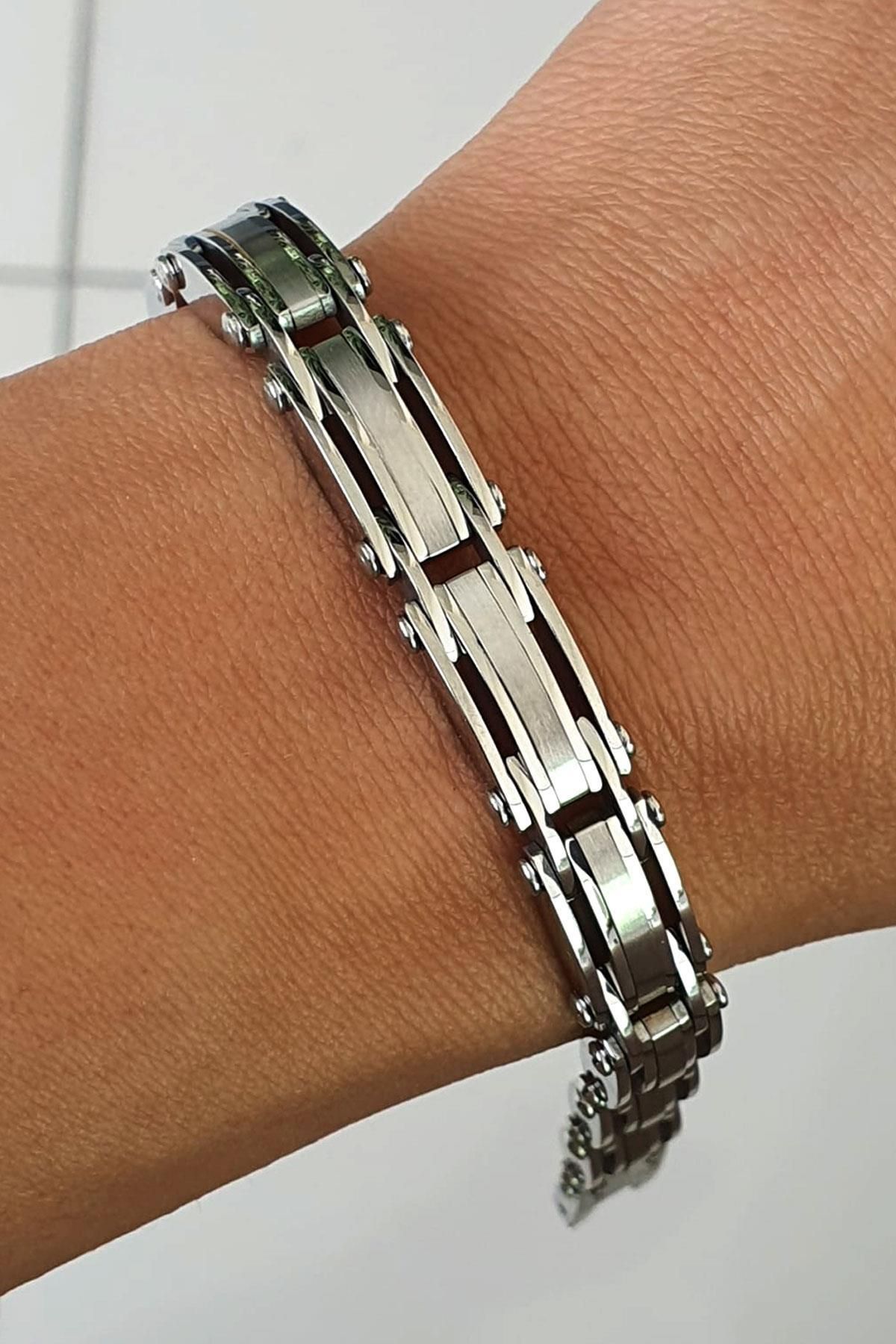 OSESHOP Çift Taraflı Kullanılabilir 316L Çelik Erkek Bileklik