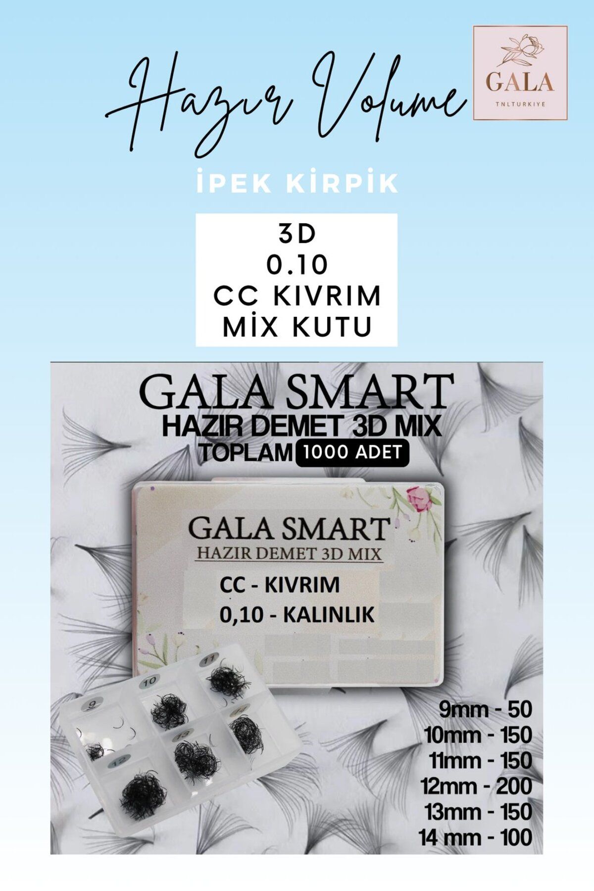 gala smart HAZIR DEMET "3D" MIX KUTU İPEK KİRPİK