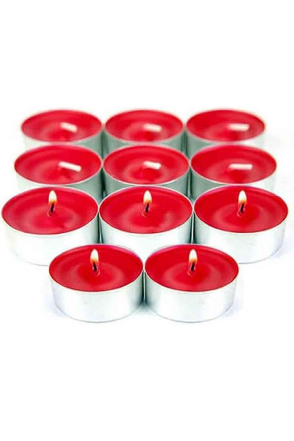 Elioure Kırmızı 11g 100'lü Uzun Süre Yanıcı Beyaz Tealight Mum, Kokusuz, 3,8 cm