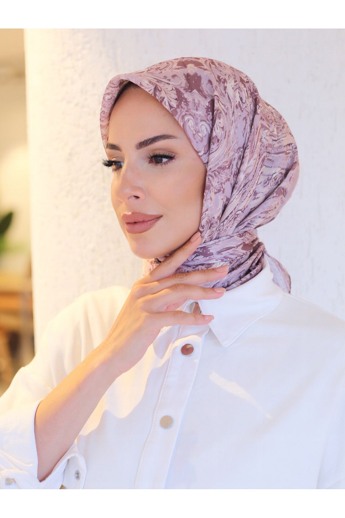 efdal şal eşarp-Flora Pattern Imported Cotton Scarf 3