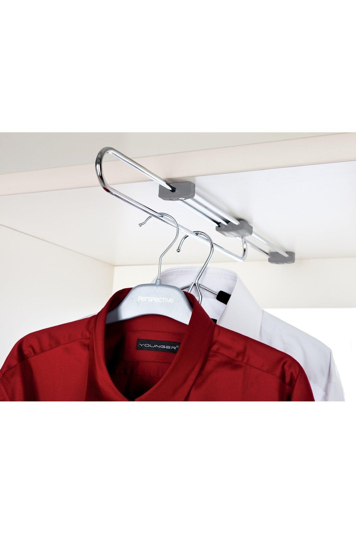 teknotrust Modern sürgülü askılık, gardrop içi, 33 cm, parlak krom şıklığında.