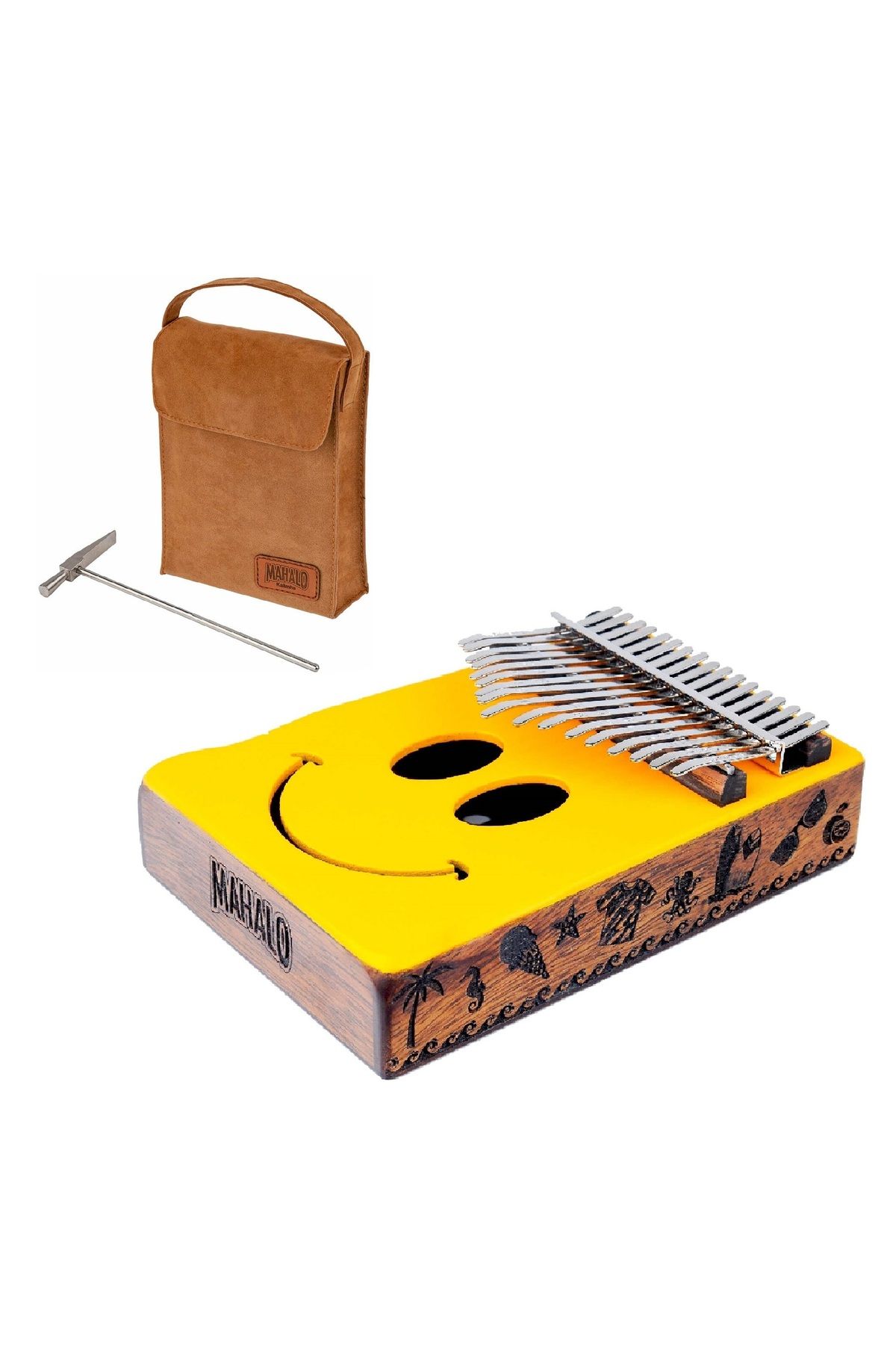 Mahalo Kalimba, Lemn, Zambet, 17 Note, Husa, Ciocan - One Size