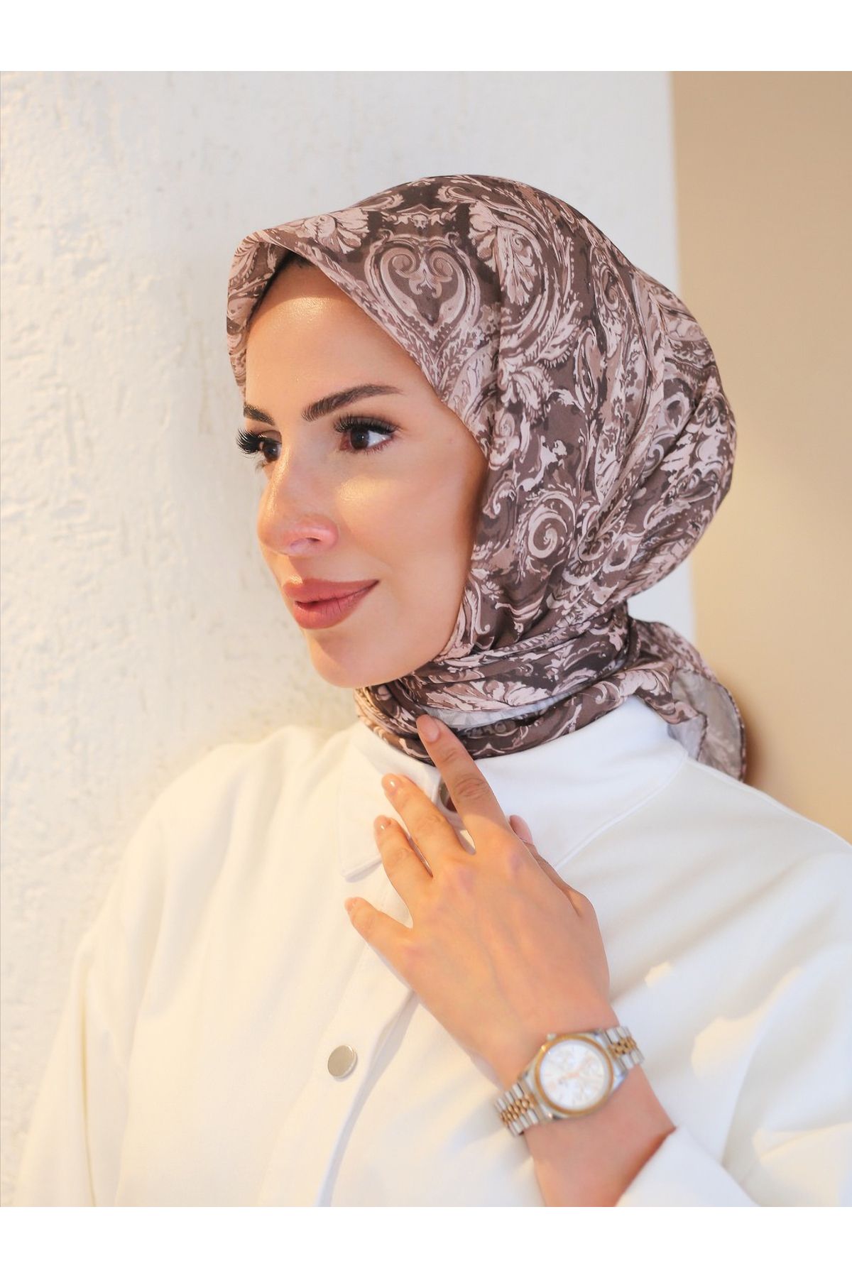efdal şal eşarp-Flora Pattern Imported Cotton Scarf 3