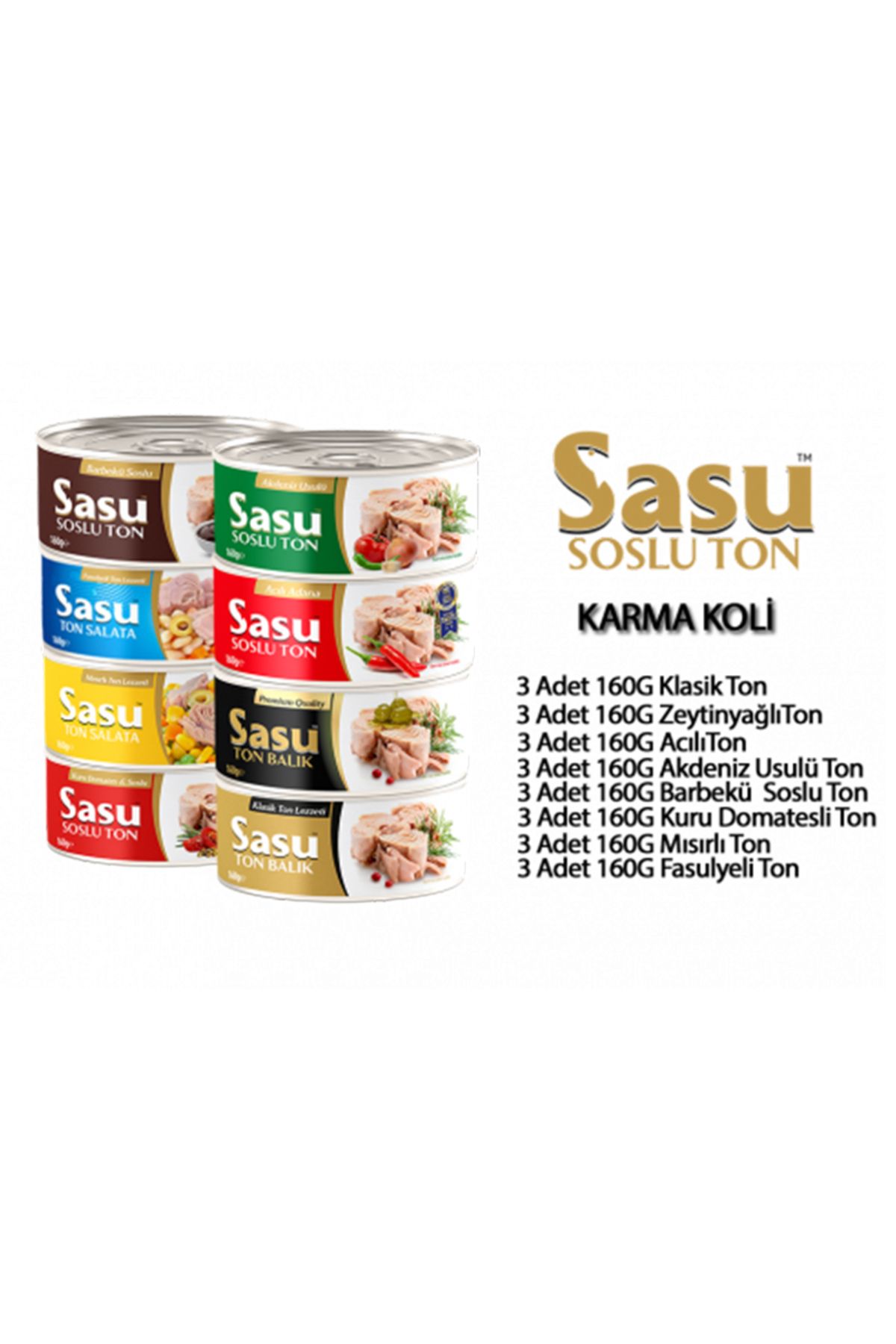 SASU Ton Balığı Karma Koli 24x160G (1 Koli Karışık)