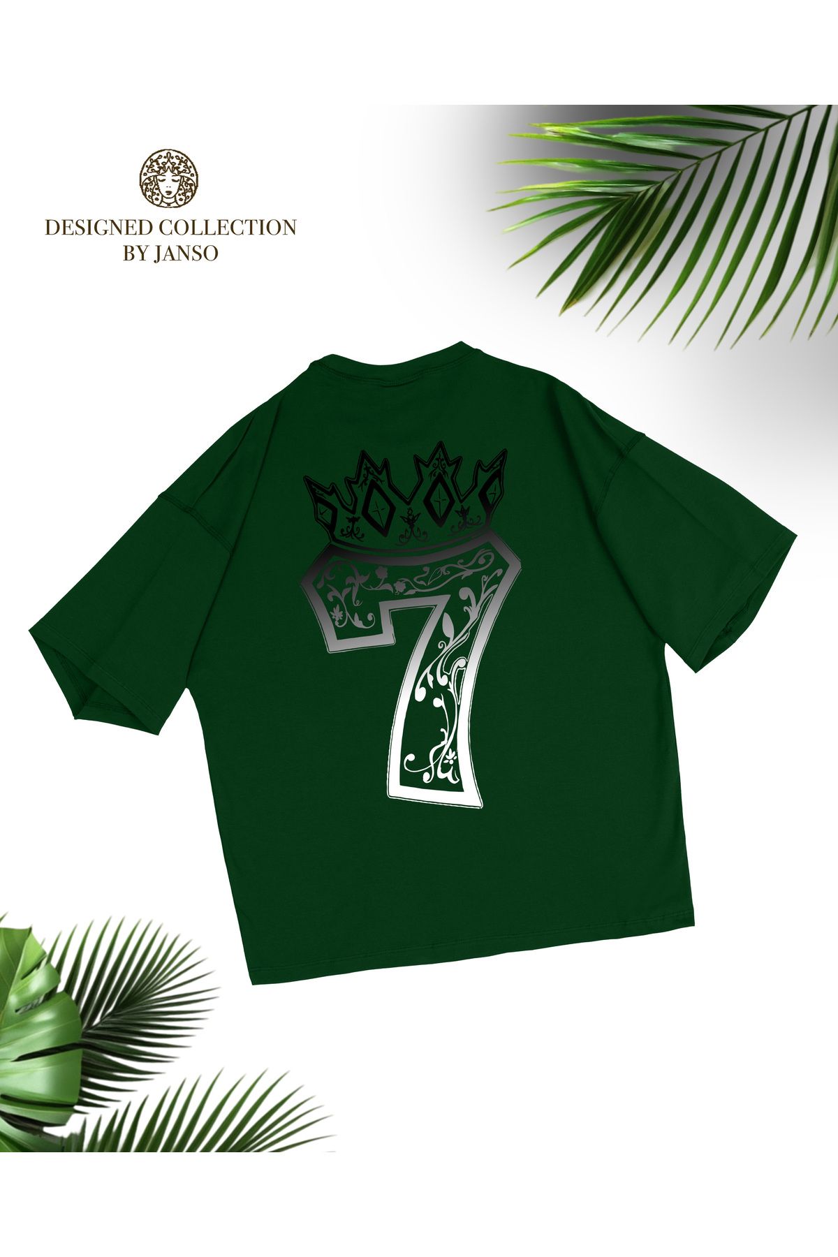 JANSO GROUP -Kadın PAMUKLU BASKLI 7 Queen TSHIRT OVERSİZE BÜYÜK BEDEN