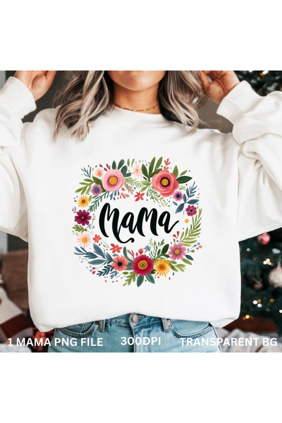 aynewmoda anne resmi anne resmi suluboya çiçekli, sevimli anne resmi, sevimli kır çiçeği anne tasarımı,