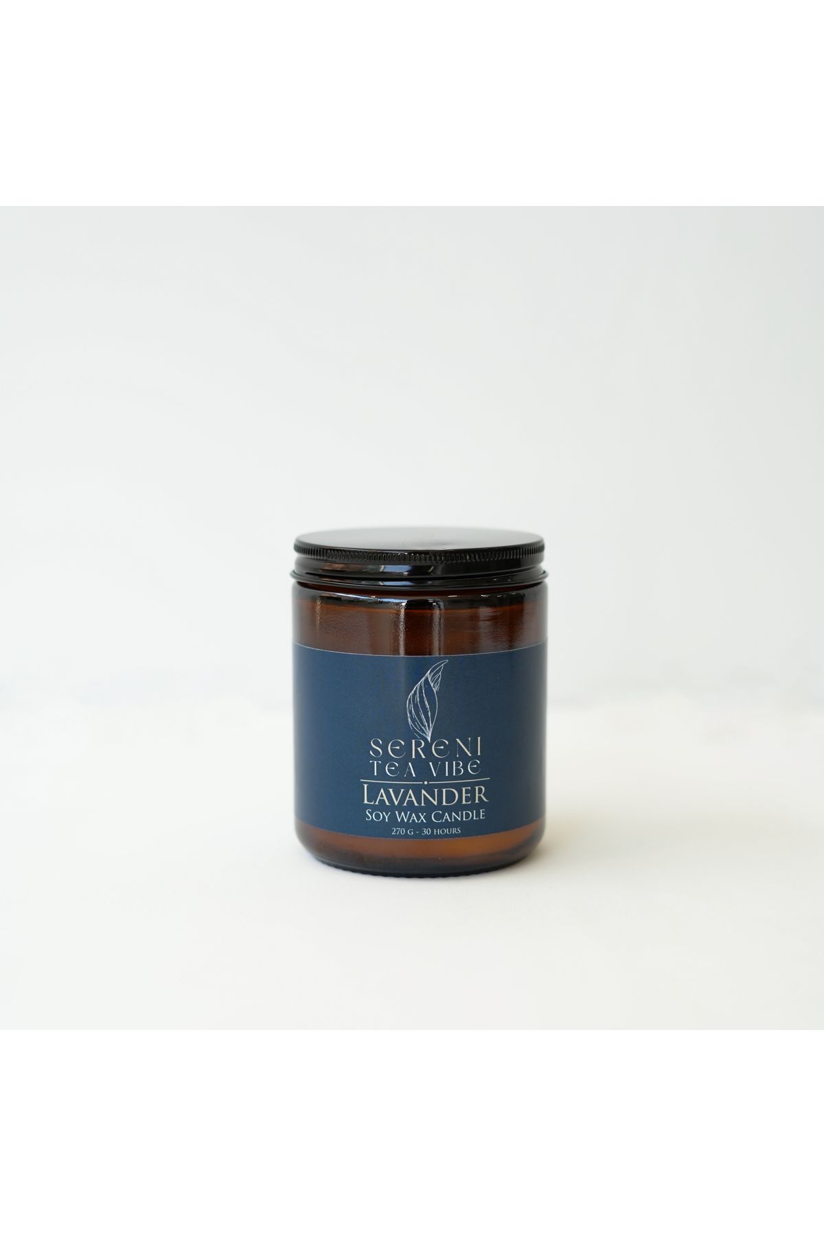 Sereni Tea Vibe Lavanta Kokulu Mum - %100 Doğal Soya Mumu Amber Kavanoz Aromaterapi Mum - 270 g