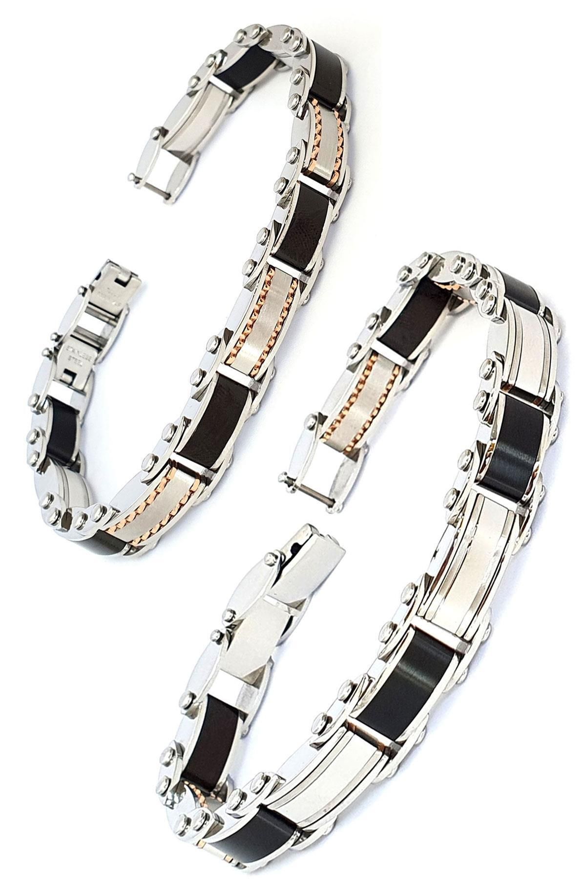 OSESHOP Çift Taraflı Kullanılabilir 316L Çelik Erkek Bileklik