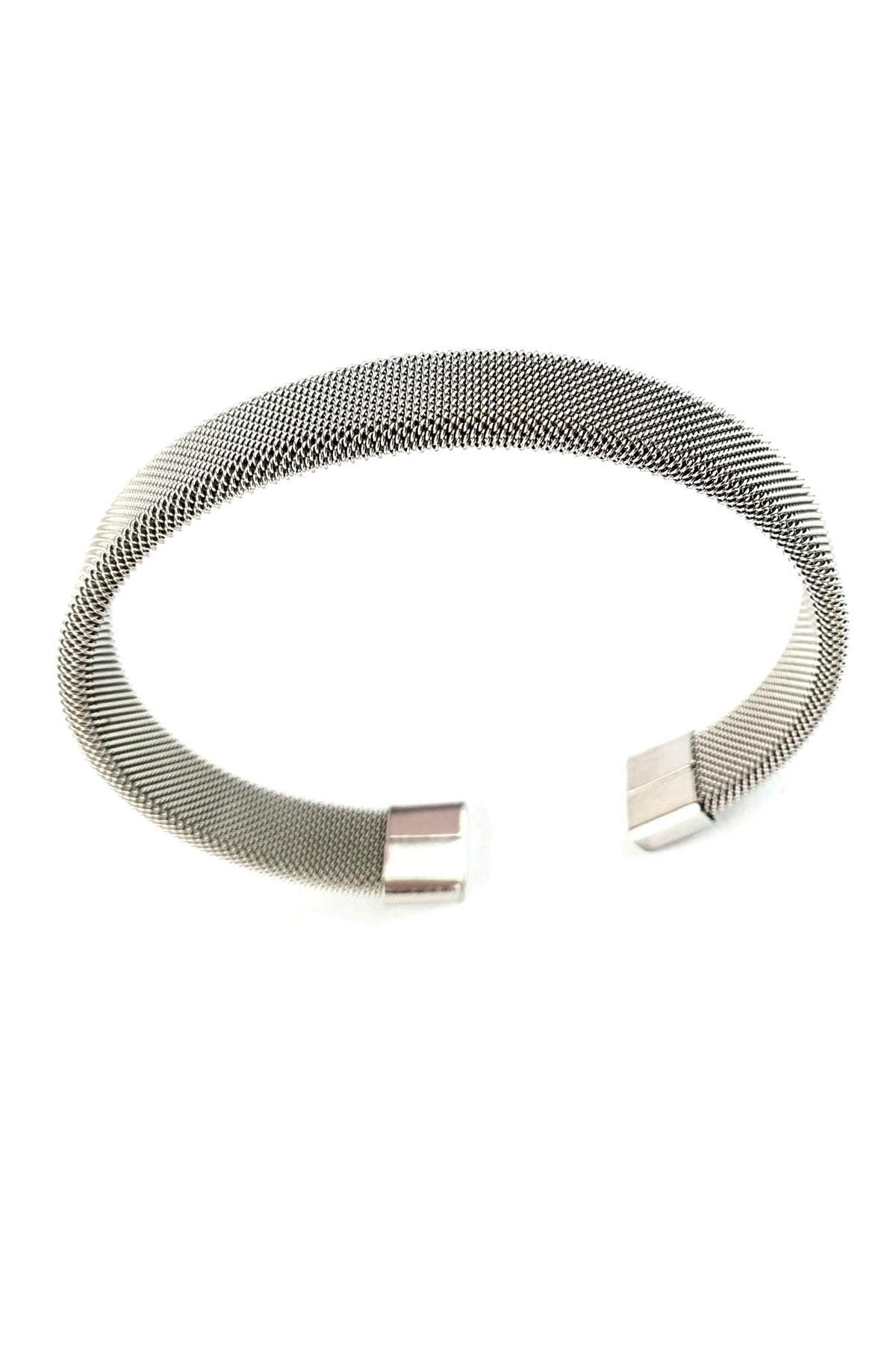 OSESHOP 316L Anti Alerjik Cerrahi Çelik Erkek Hasır Kelepçe Bileklik