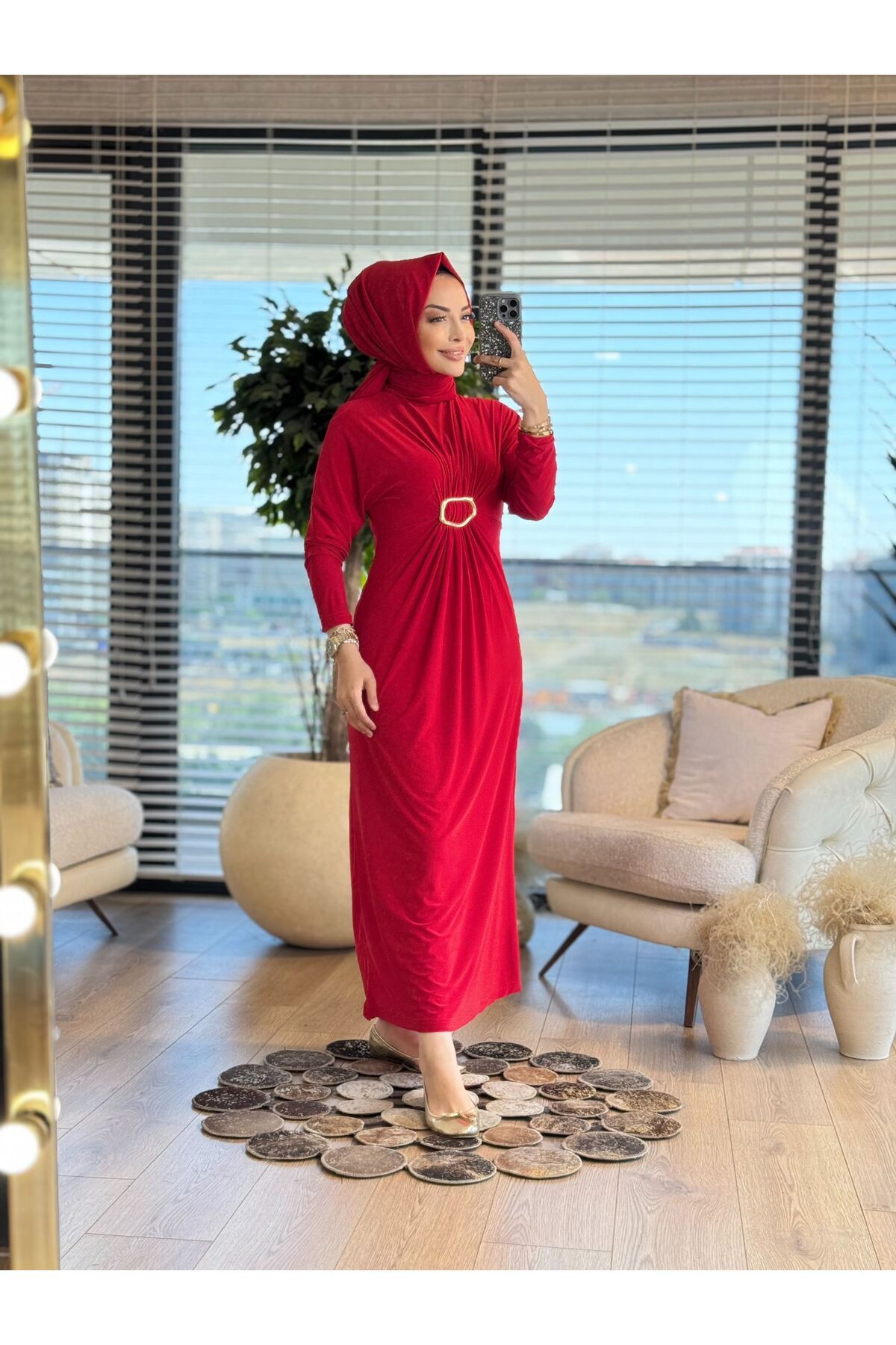 ALANURMODA Toka ve Büzgü Detaylı Elbise