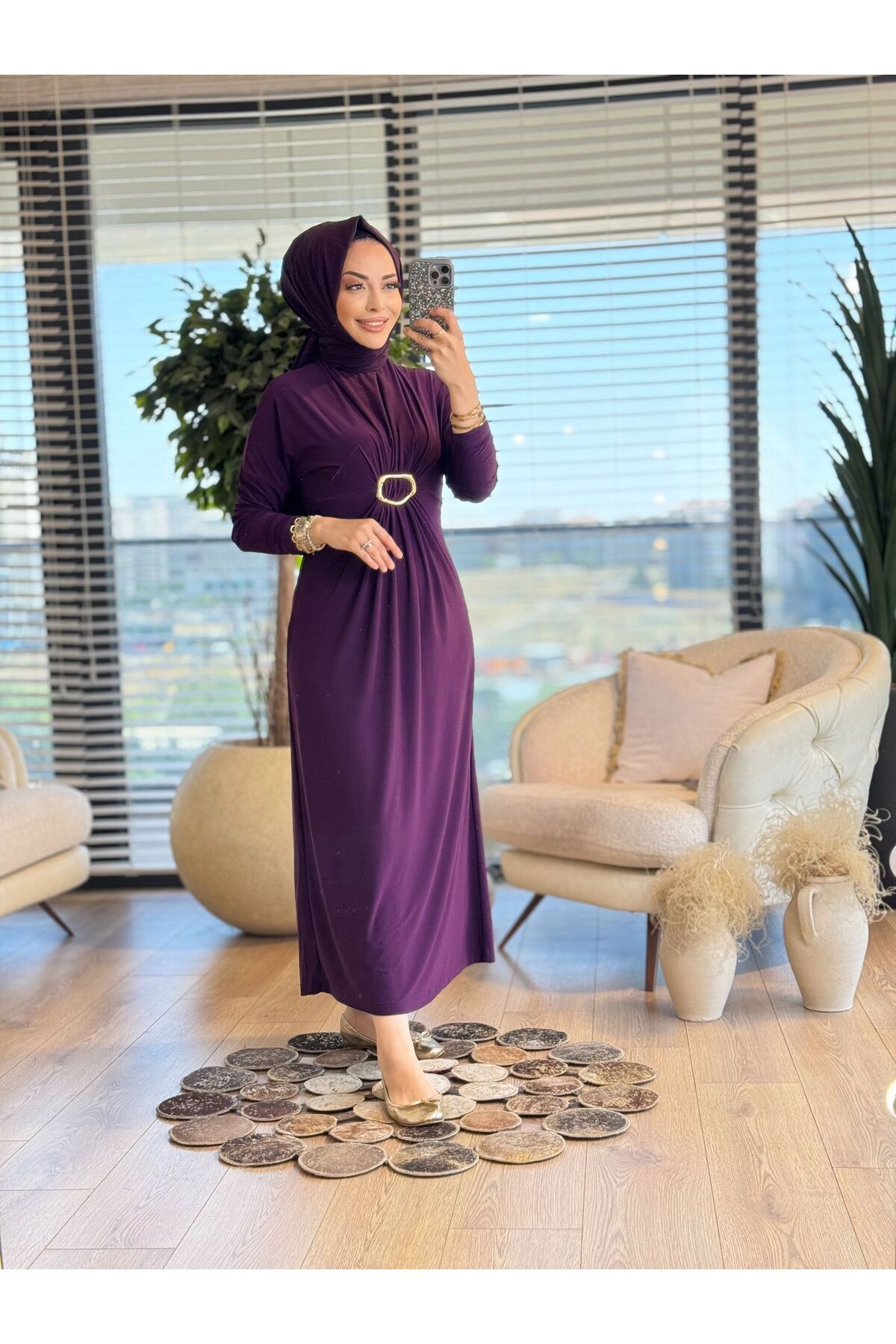 ALANURMODA Toka ve Büzgü Detaylı Elbise