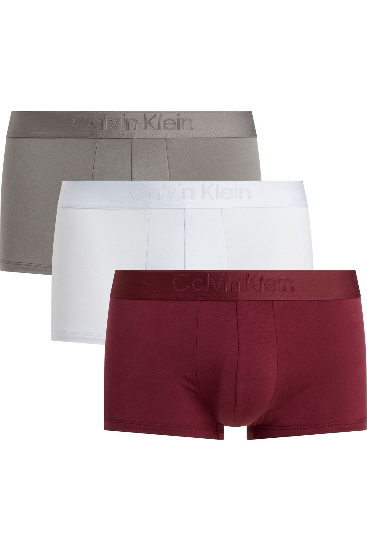 Calvin Klein LOW RISE TRUNK 3PK Erkek Bordo-Gri-Beyaz 3'lü Boxer Set