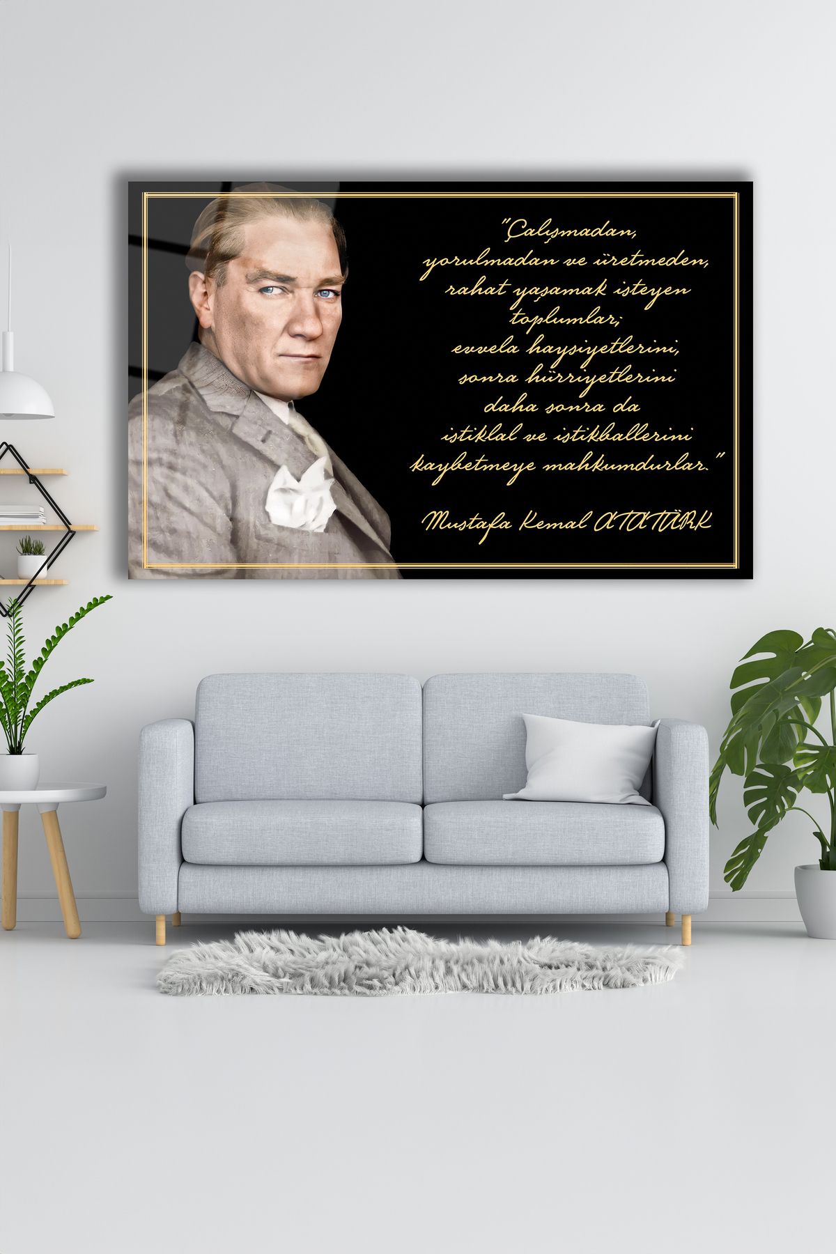 Mhawk Mustafa Kemal Atatürk Cam Tablo Ev ve Ofis Hediyelik Duvar Dekoru