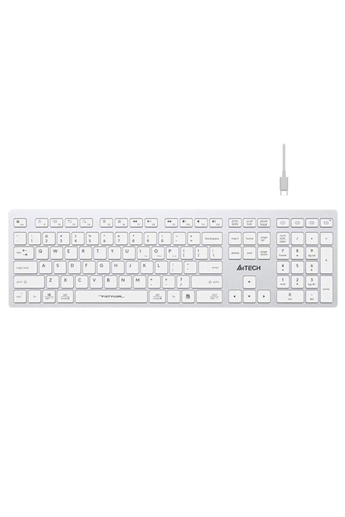 Pazarcan A4 Tech Fbx50C Beyaz Bluetooth+2.4G Nano Mm Sarj Edilebilir Kablosuz Klavye