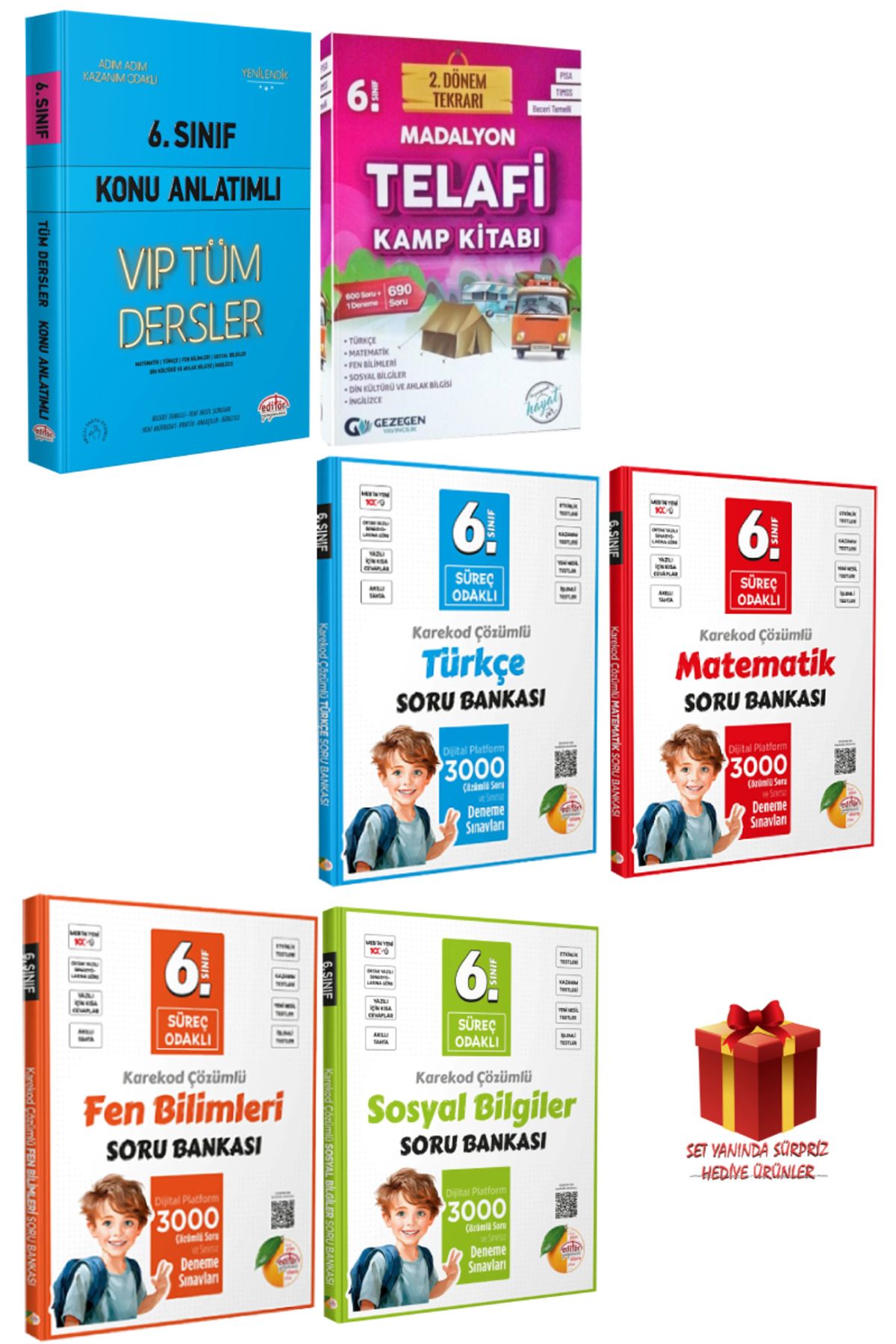 Editör Yayınevi 6. Sınıf VIP Konu Anlatım+Türkçe+ Matematik+ Sosyal Bilgiler+ Fen Bilimleri Soru Bankası+Kamp Kitabı