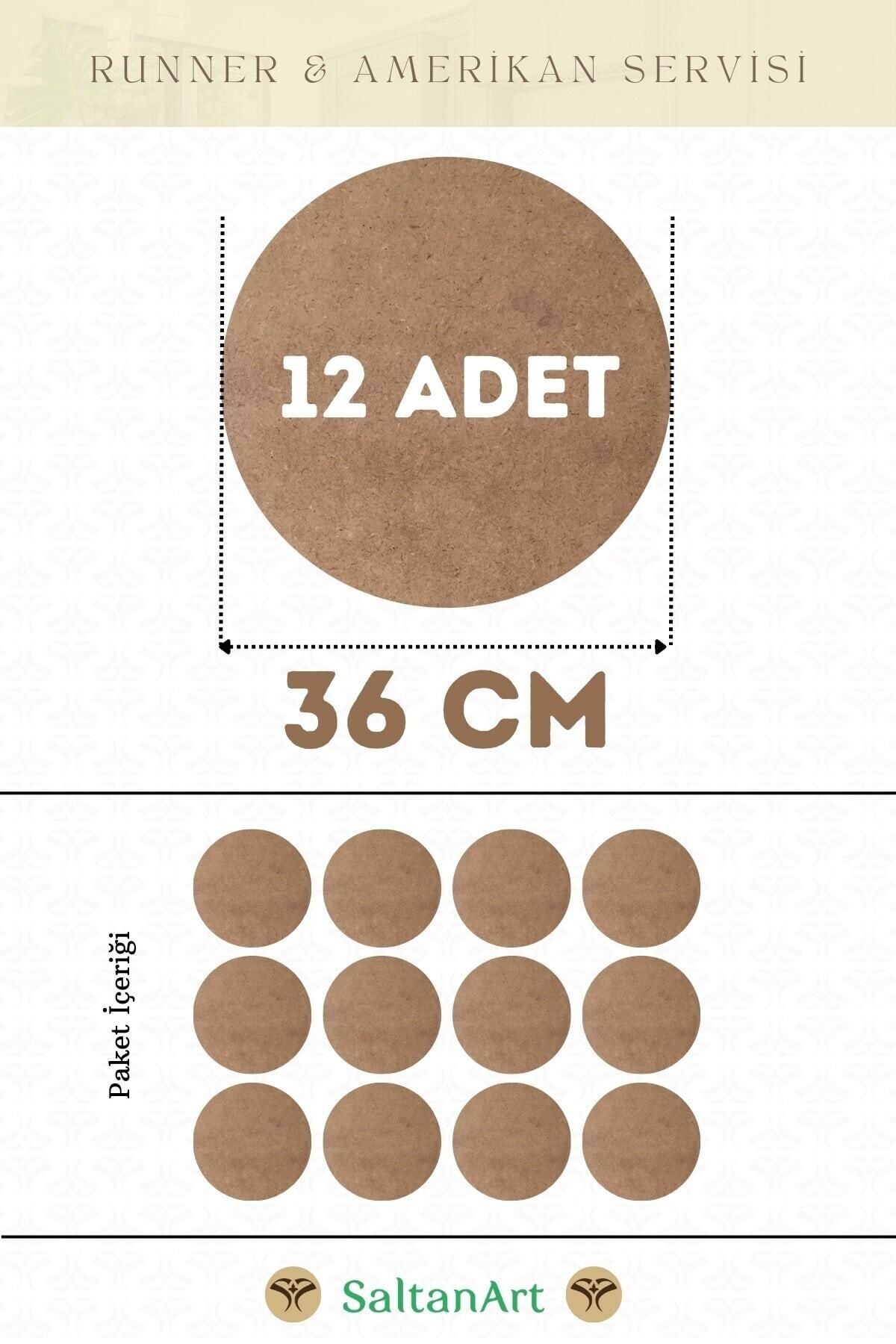 Elioure 36 cm çapta 12 adet supla, ahşap, magnet altlığı ve şık servis seti