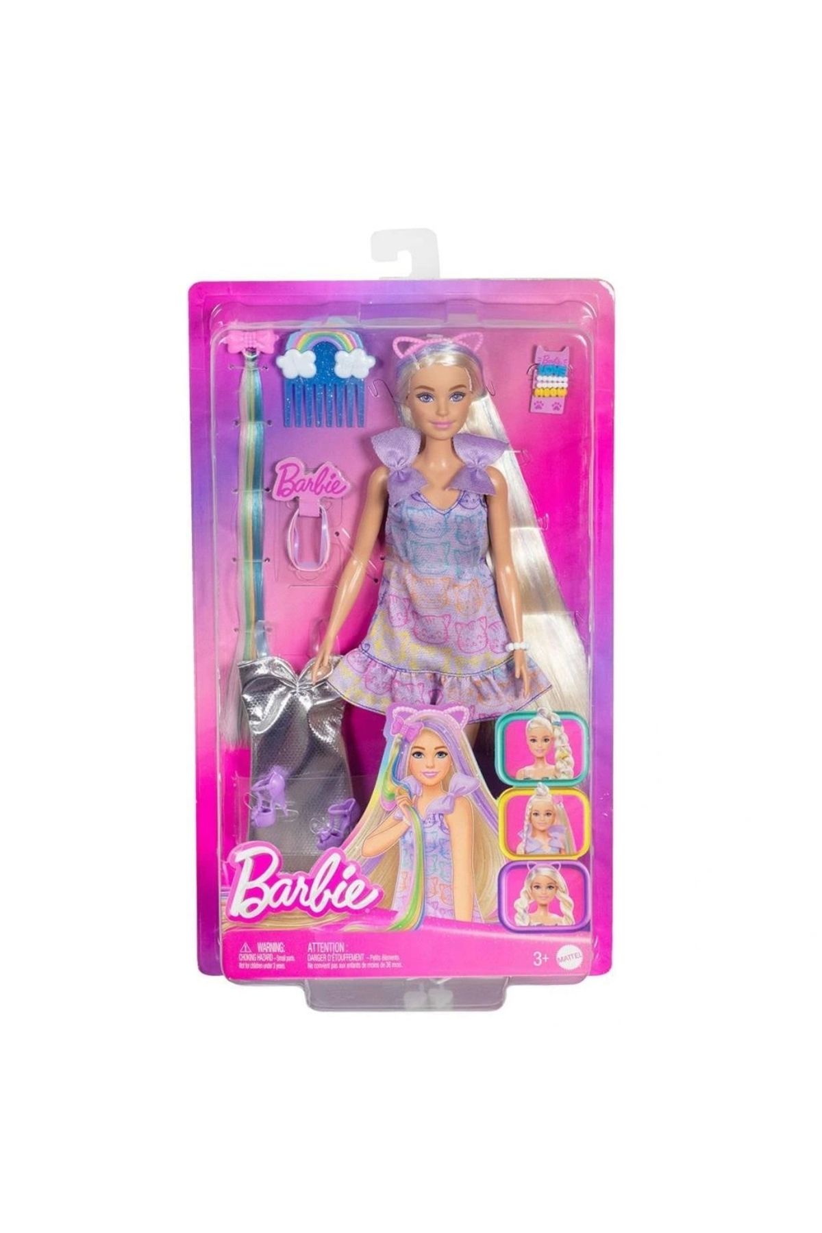 Eng Nessiworld JCT72 Barbie Upuzun Muhteşem Saçlı Bebek - Saç Tasarım Oyun Seti